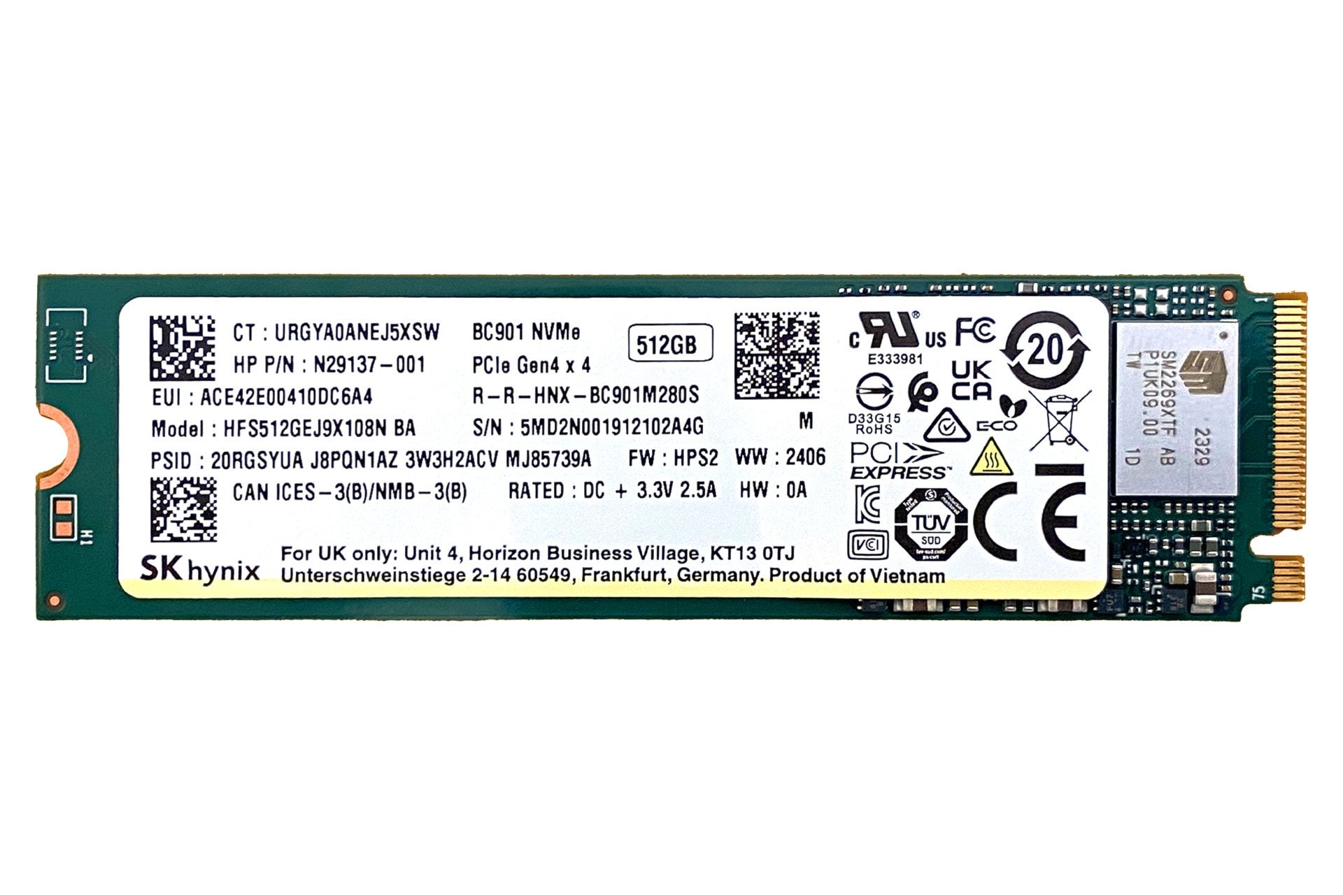 اس اس دی اس کی هاینیکس SK Hynix BC901 NVMe M.2 512GB