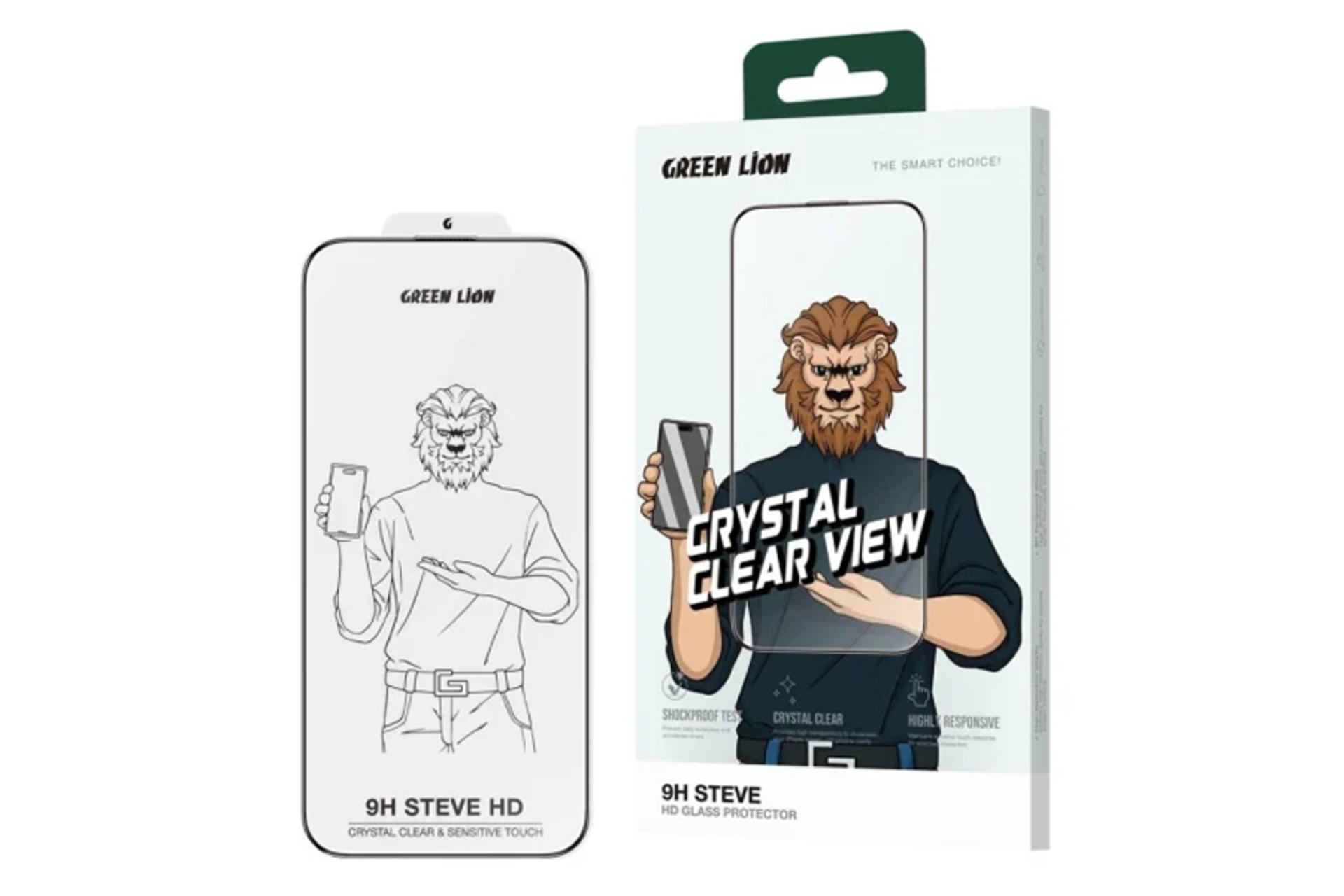 جعبه محافظ صفحه نمایش گوشی گرین لیون مدل 9H Steve مناسب اپل iPhone 13