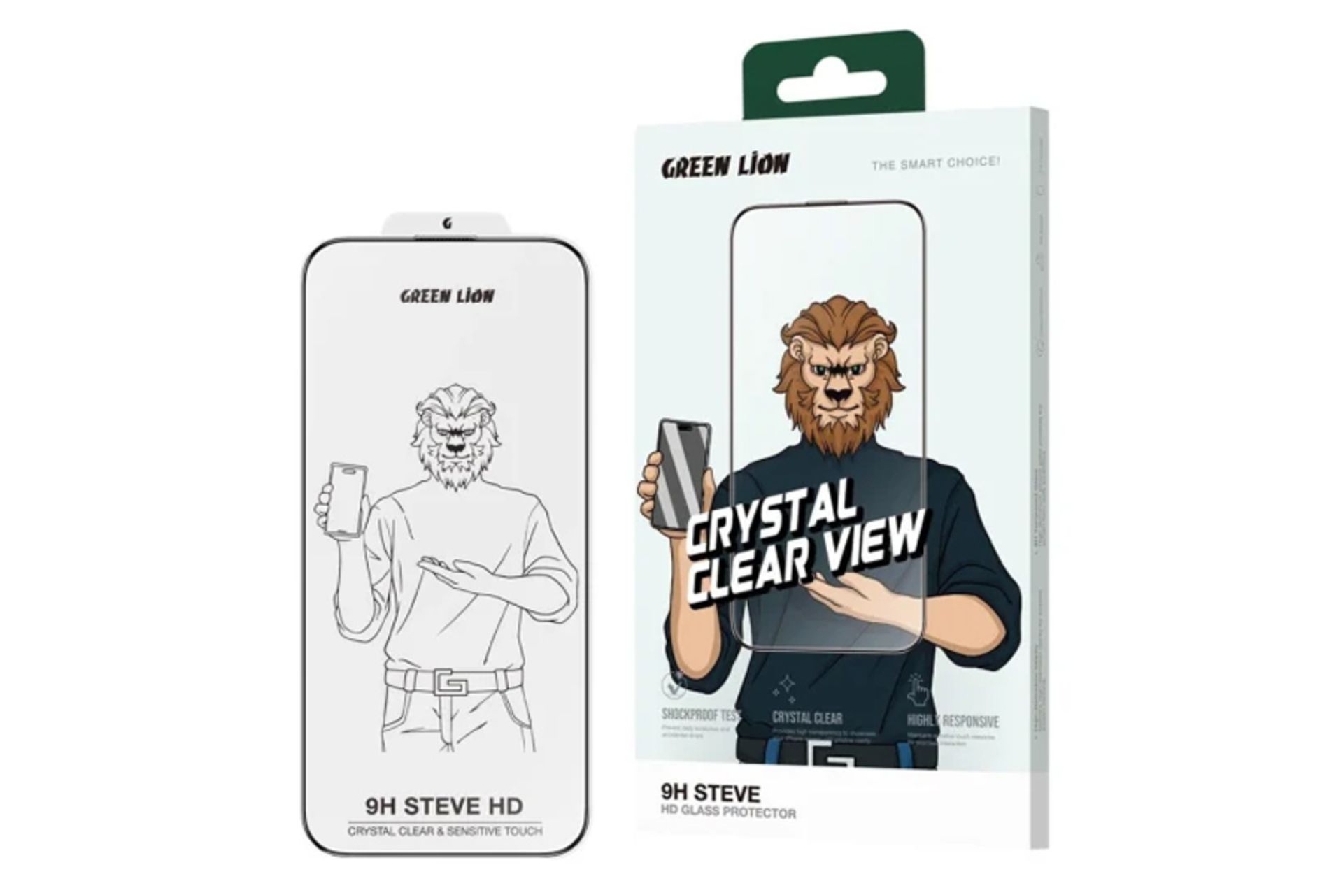 جعبه محافظ صفحه نمایش گوشی گرین لیون مدل 9H Steve مناسب اپل iPhone 13