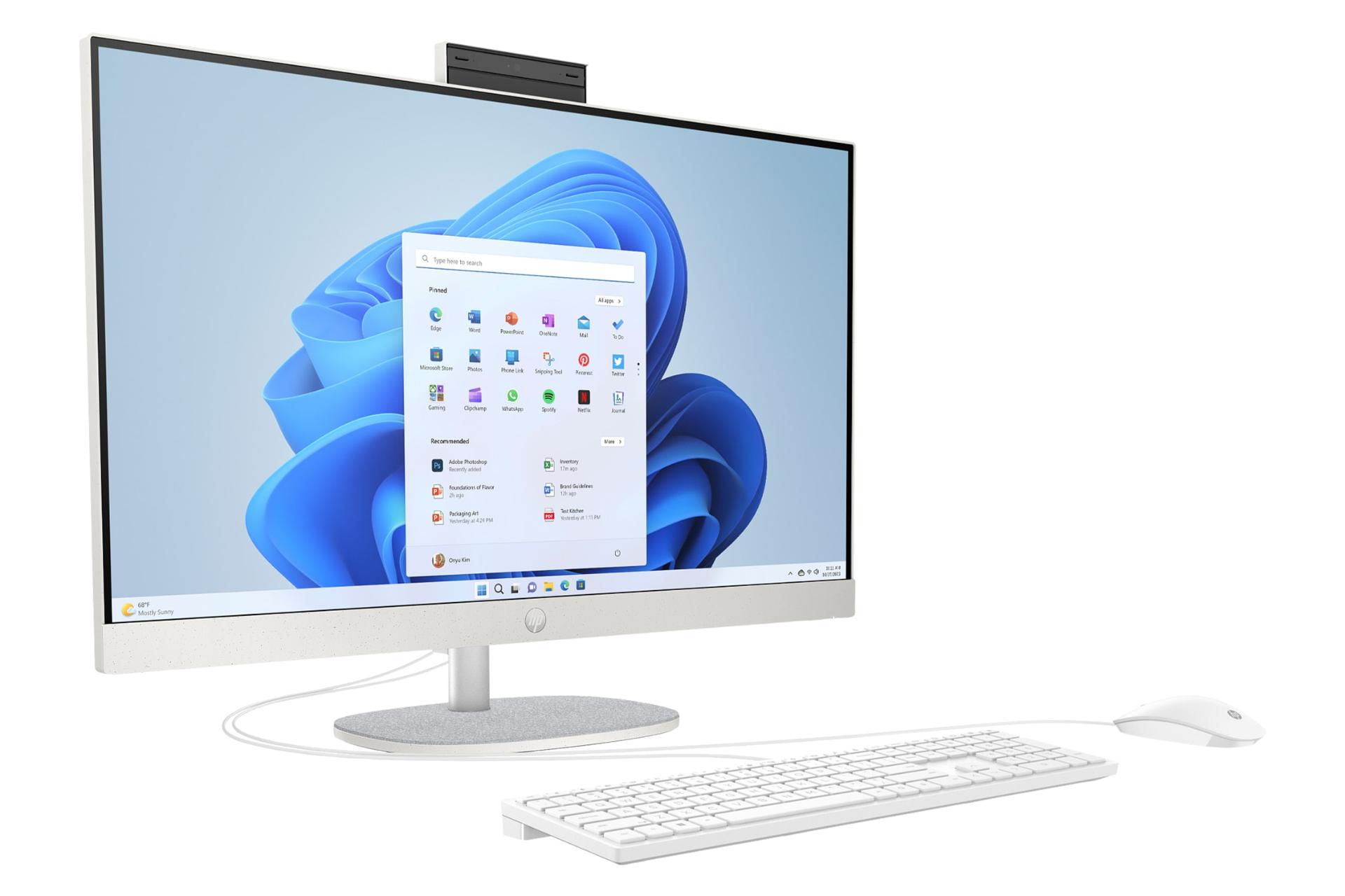 نمای نیمرخ پنل جلوی کامپیوتر همه کاره 27-cr0008l اچ پی با نمایش لبه سمت چپ