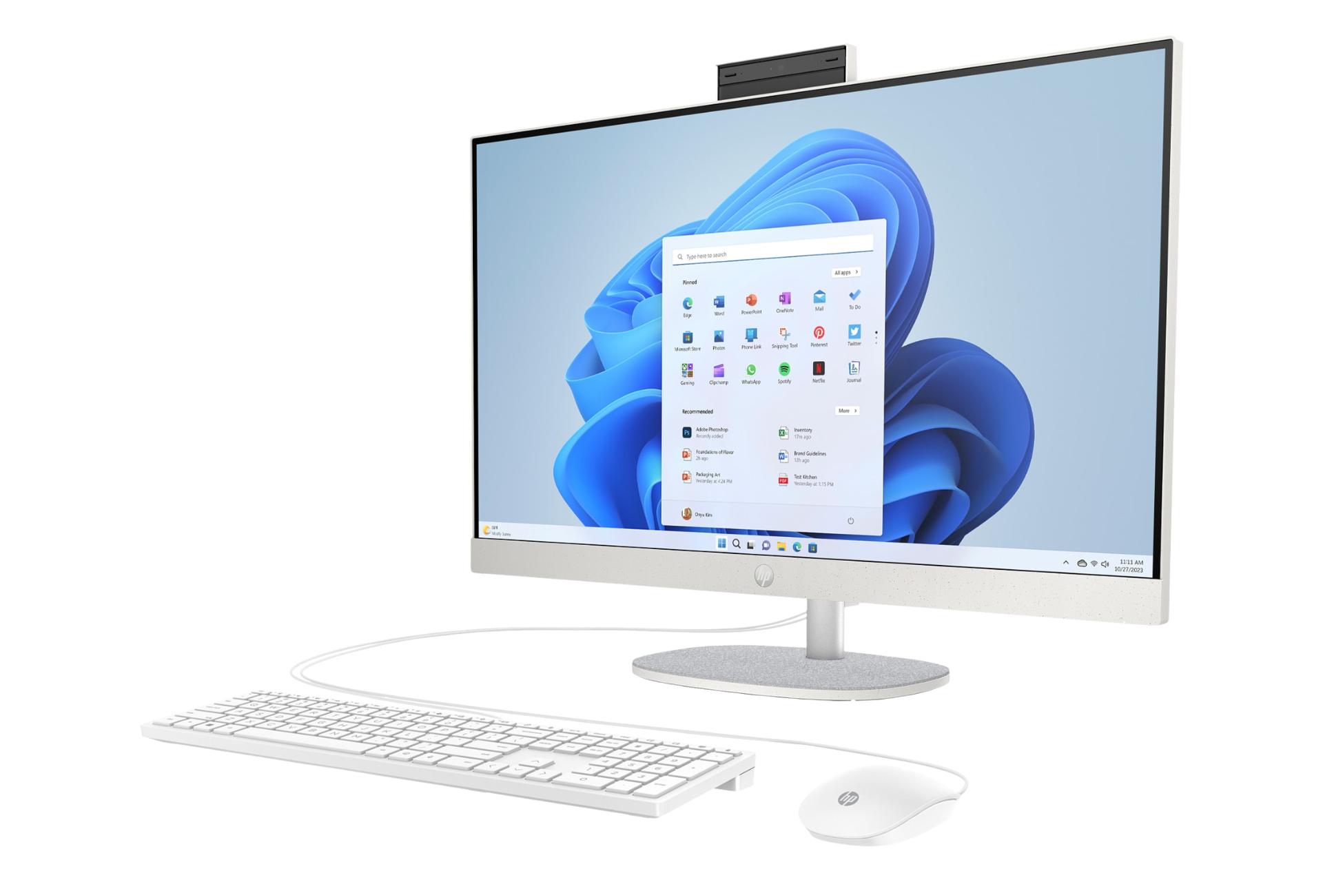 نمای نیمرخ پنل جلوی کامپیوتر همه کاره 27-cr0008l اچ پی با نمایش لبه سمت راست