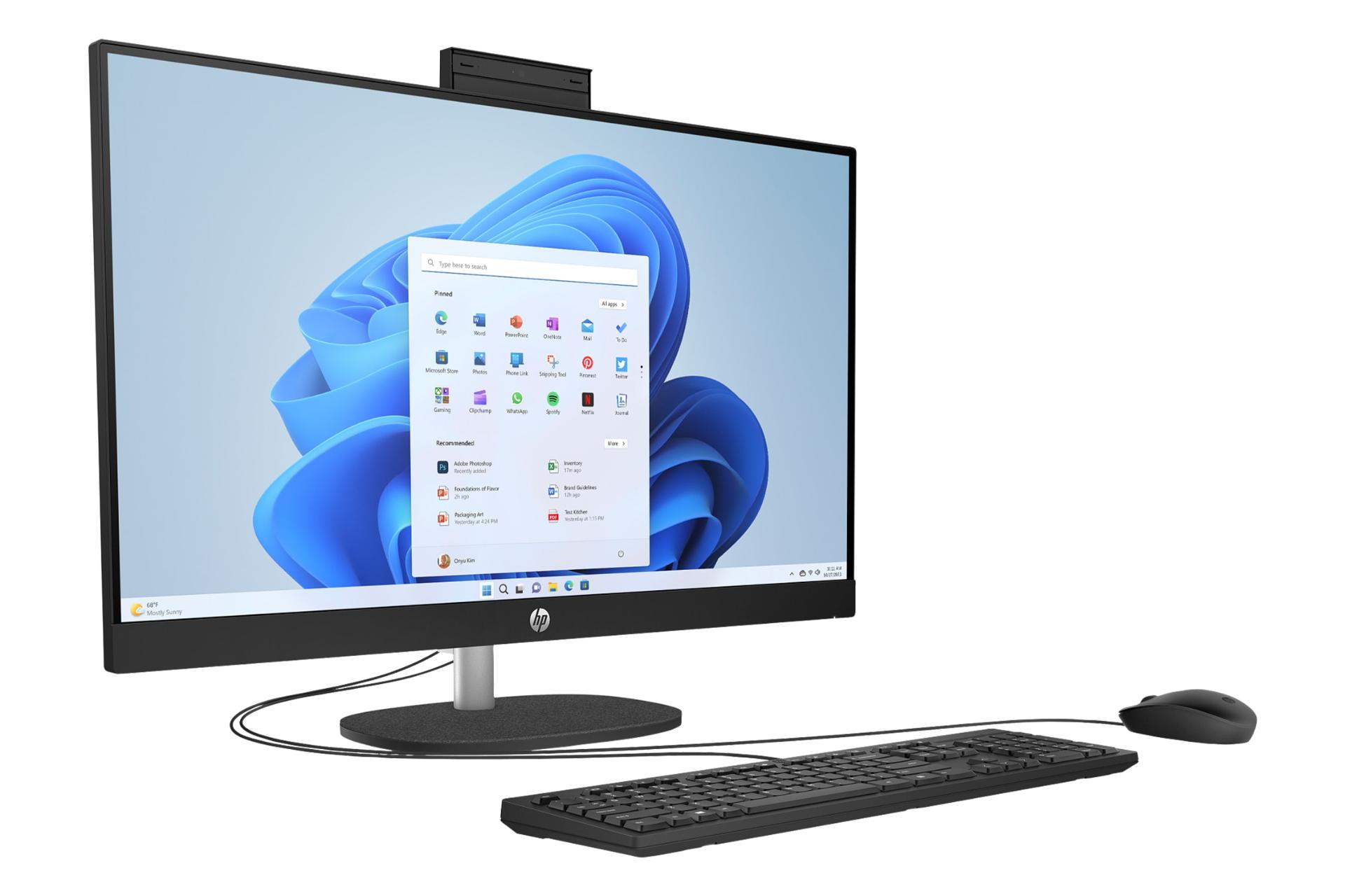 نمای نیمرخ پنل جلوی کامپیوتر همه کاره 27-cr0153nh اچ پی با نمایش لبه سمت چپ