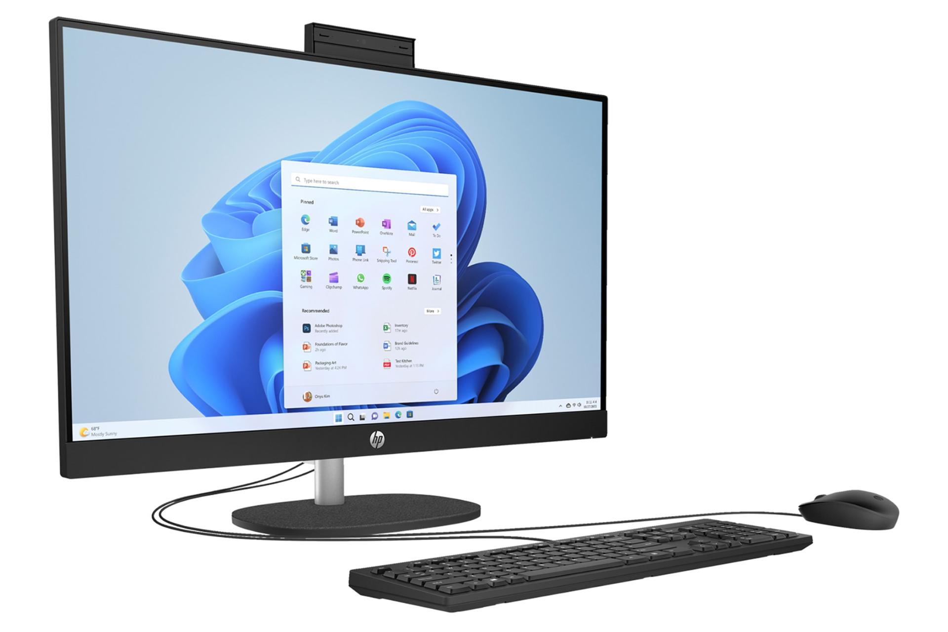 نمای نیمرخ پنل جلوی کامپیوتر همه کاره 27-cr0170nh اچ پی با نمایش لبه سمت چپ