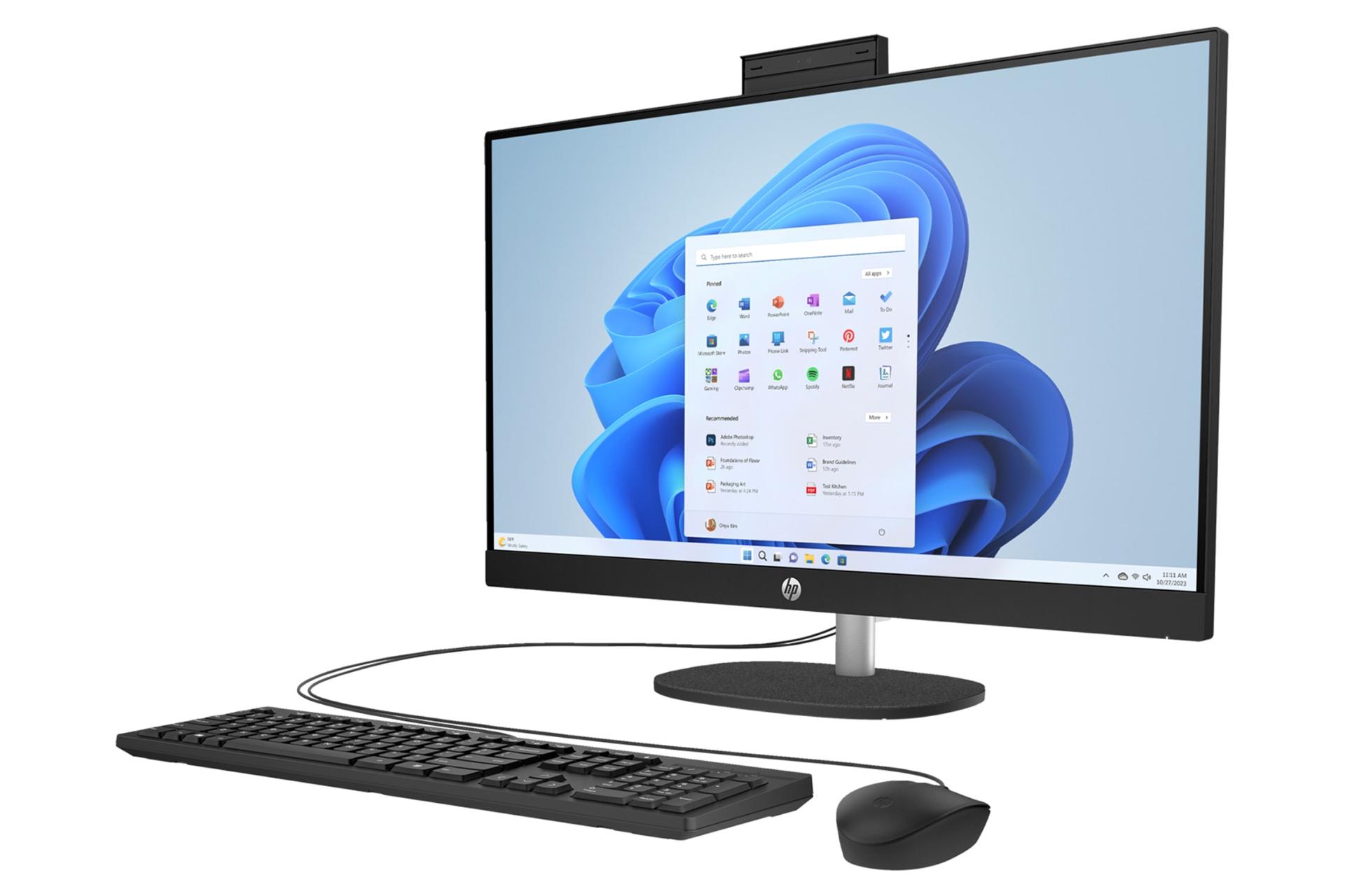 نمای نیمرخ پنل جلوی کامپیوتر همه کاره 27-cr0170nh اچ پی با نمایش لبه سمت راست