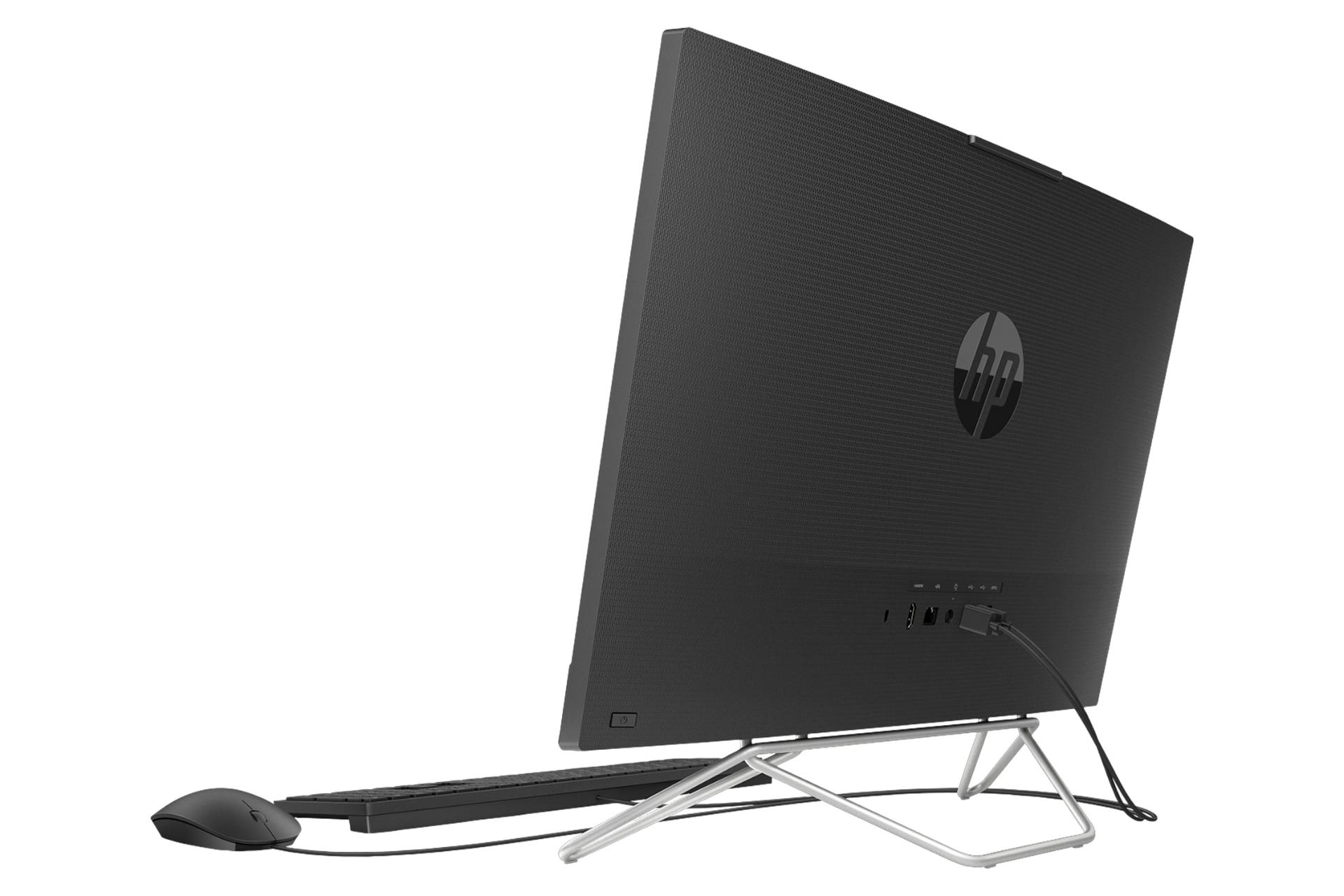 نمای نیمرخ پنل پشت کامپیوتر همه کاره 24-cb1292nh اچ پی با نمایش لبه سمت راست، لوگو و درگاه‌ها