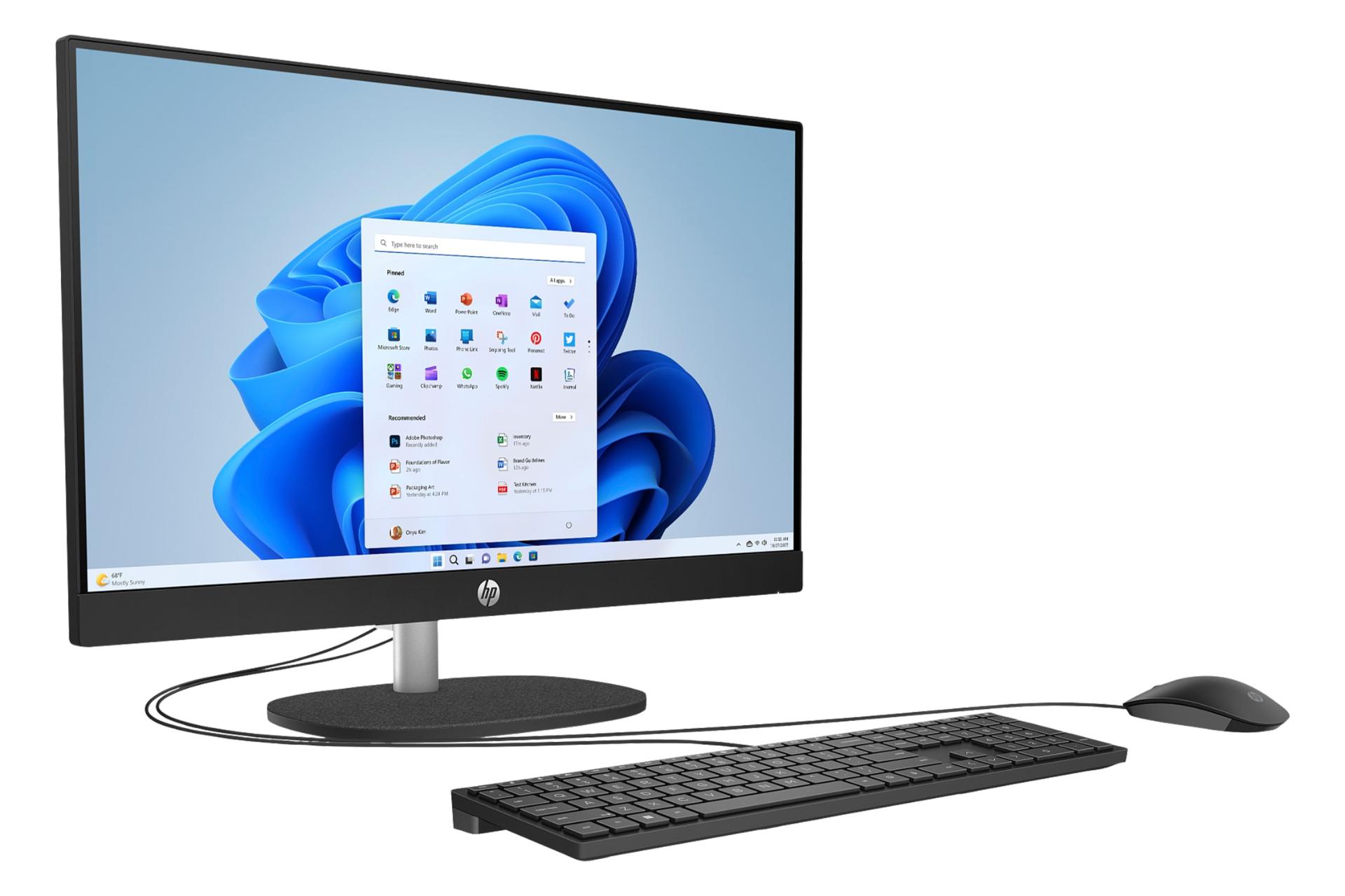 نمای نیمرخ پنل جلوی کامپیوتر همه کاره 24-cr0126nh اچ پی با نمایش لبه سمت چپ