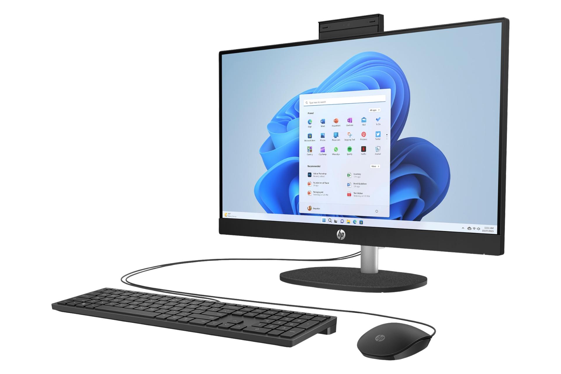 نمای نیمرخ پنل جلوی کامپیوتر همه کاره 24-cr0126nh اچ پی با نمایش لبه سمت راست