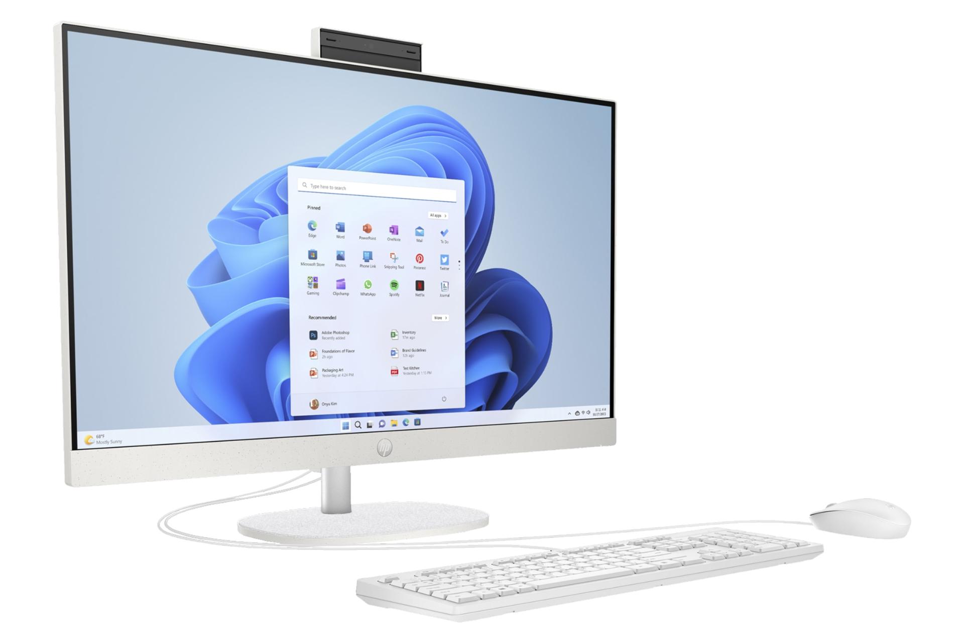 نمای نیمرخ پنل جلوی کامپیوتر همه کاره 24-cr0323nh اچ پی با نمایش لبه سمت چپ