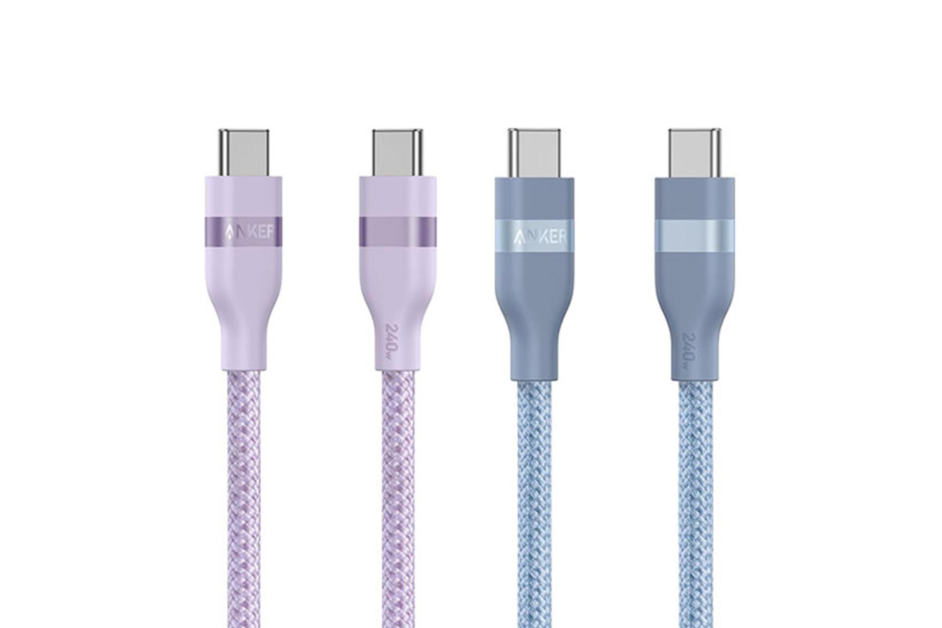 رنگ بندی کابل شارژ USB انکر Type-C به Type-C مدل A82E2 با طول 0.9 متر