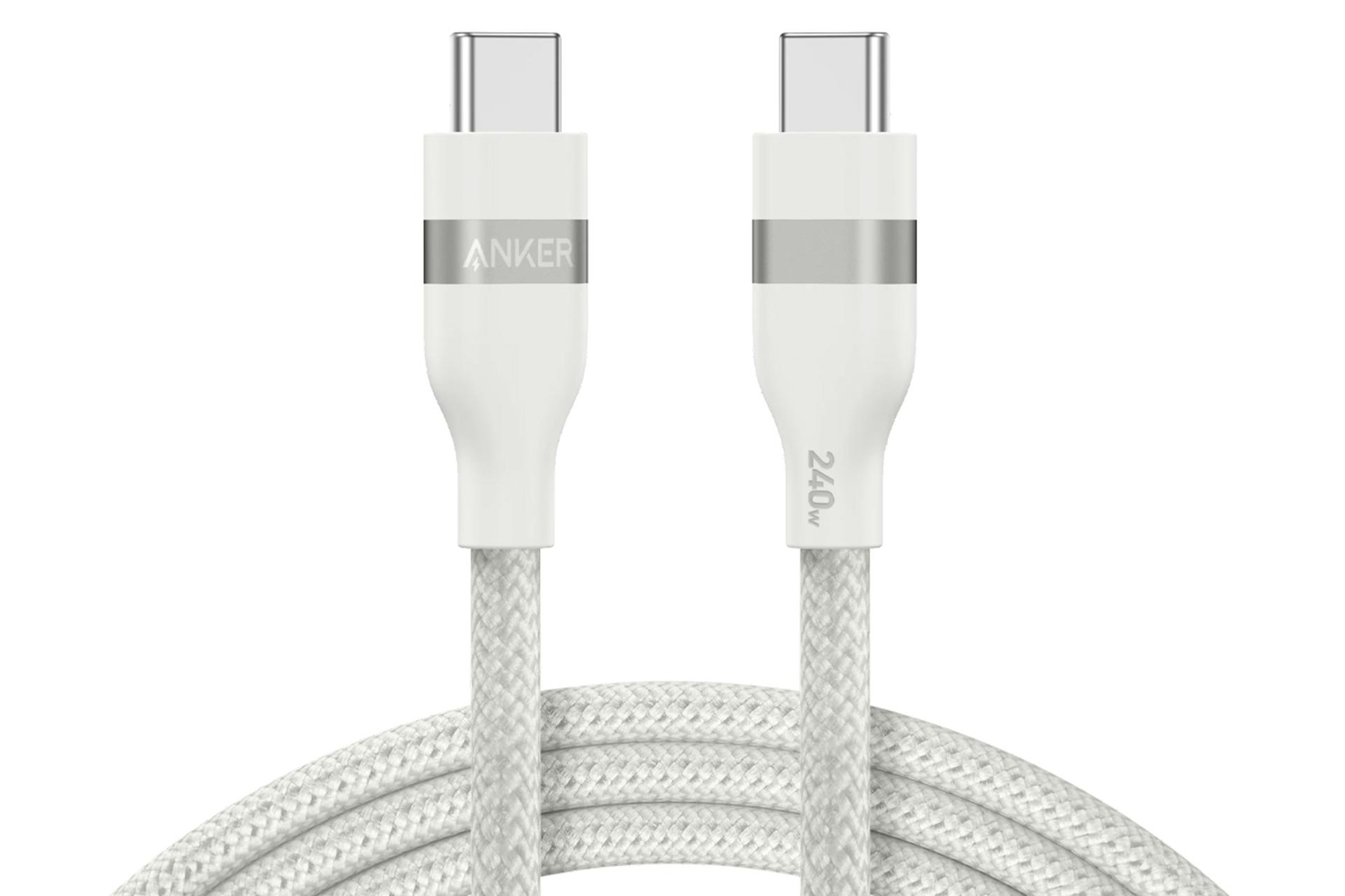 کابل شارژ USB انکر Type-C به Type-C مدل A82E2 با طول 0.9 متر رنگ سفید