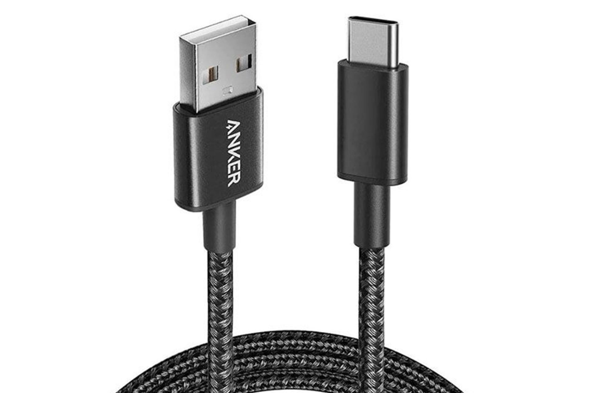 کابل شارژ USB انکر Type-A به Type-C مدل Premium Nylon A8173 با طول 1.8 متر رنگ مشکی