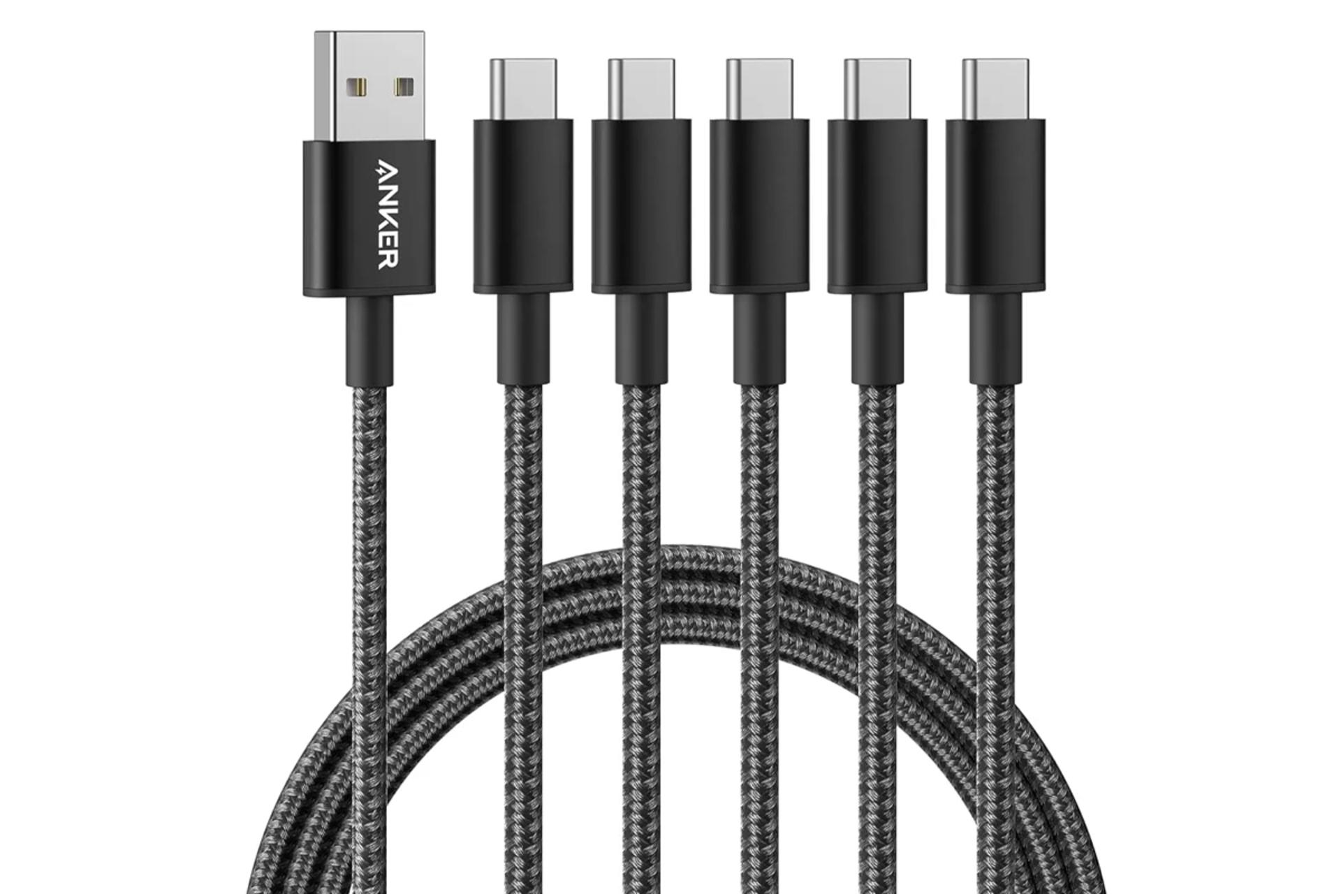 کابل شارژ USB انکر Type-A به Type-C مدل Premium Nylon A8173 با طول 1.8 متر