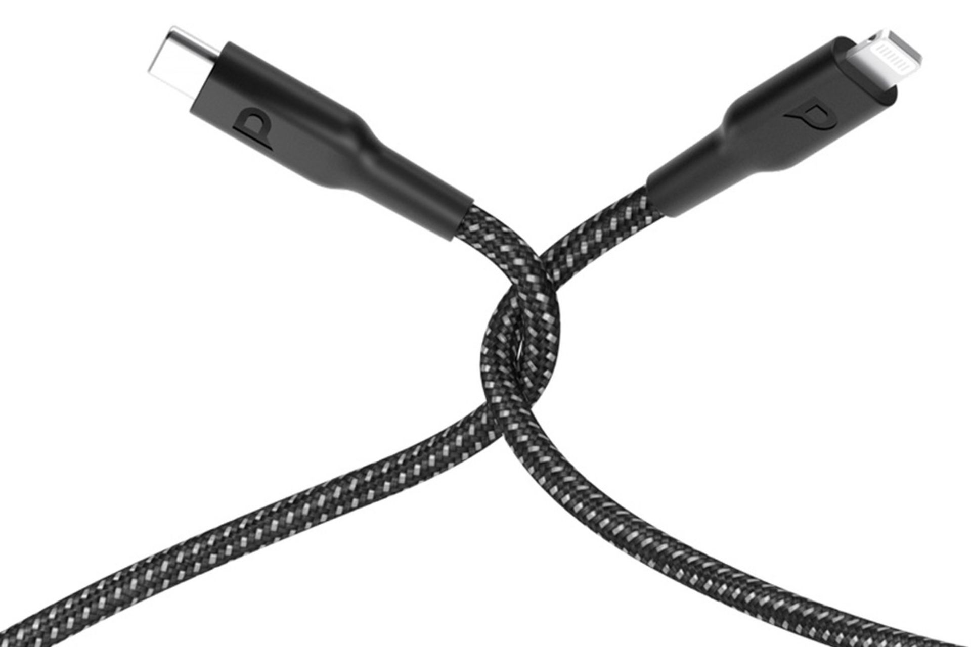 رنگ مشکی کابل شارژ USB پاورولوجی Type-C به Lightning مدل 23BRCL12 با طول 1.2 متر