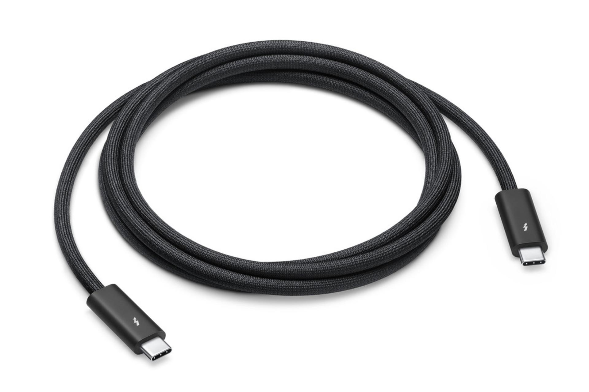 رنگ مشکی کابل شارژ USB اپل Type-C به Type-C مدل Thunderbolt 4 Pro Cable با طول 1.8 متر