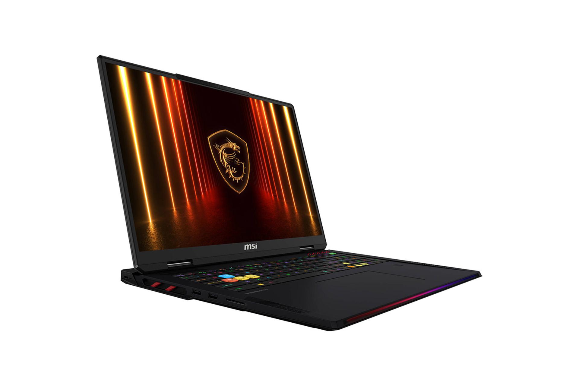 لپ تاپ ام اس آی MSI Raider 18 HX AI A2XW نمای جلو و چپ