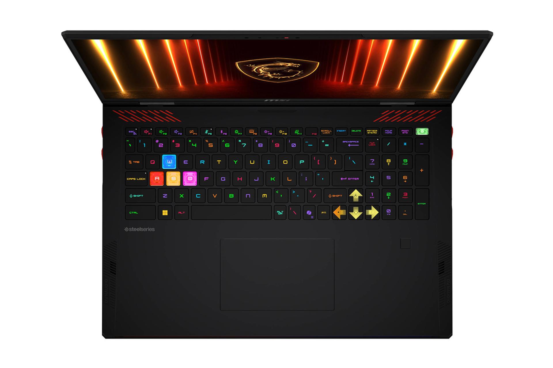 لپ تاپ ام اس آی MSI Raider 18 HX AI A2XW نمای بالا و کیبورد