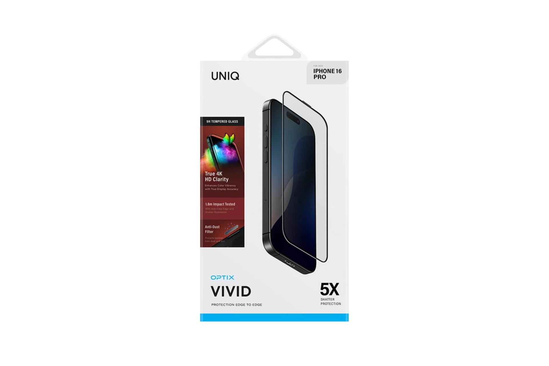 جعبه محافظ صفحه نمایش گوشی یونیک مدل Optix Vivid مناسب اپل iPhone 16 Pro