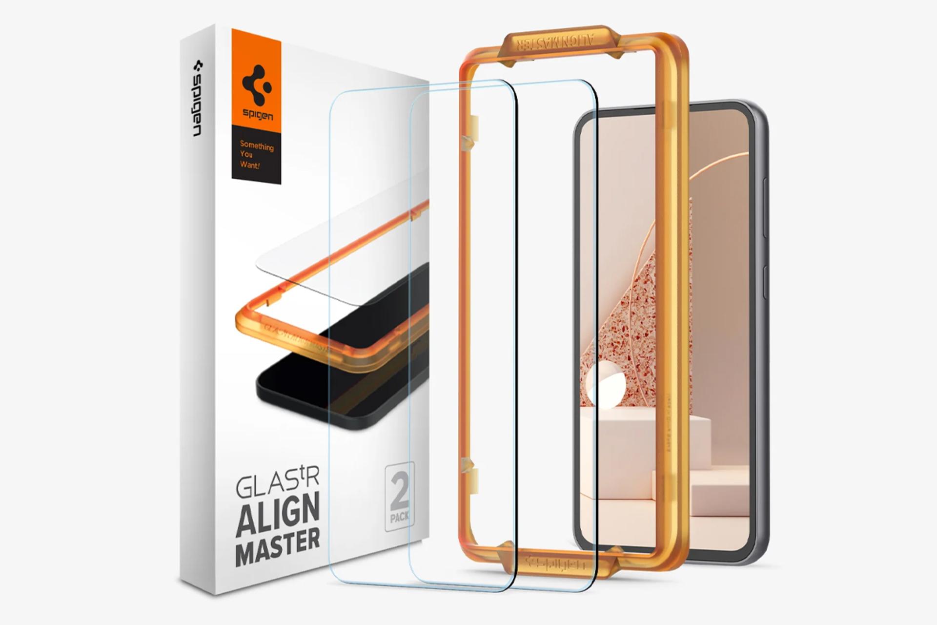 جعبه محافظ صفحه نمایش گوشی اسپیگن مدل Glas.tR AlignMaster مناسب سامسونگ Galaxy S23 FE