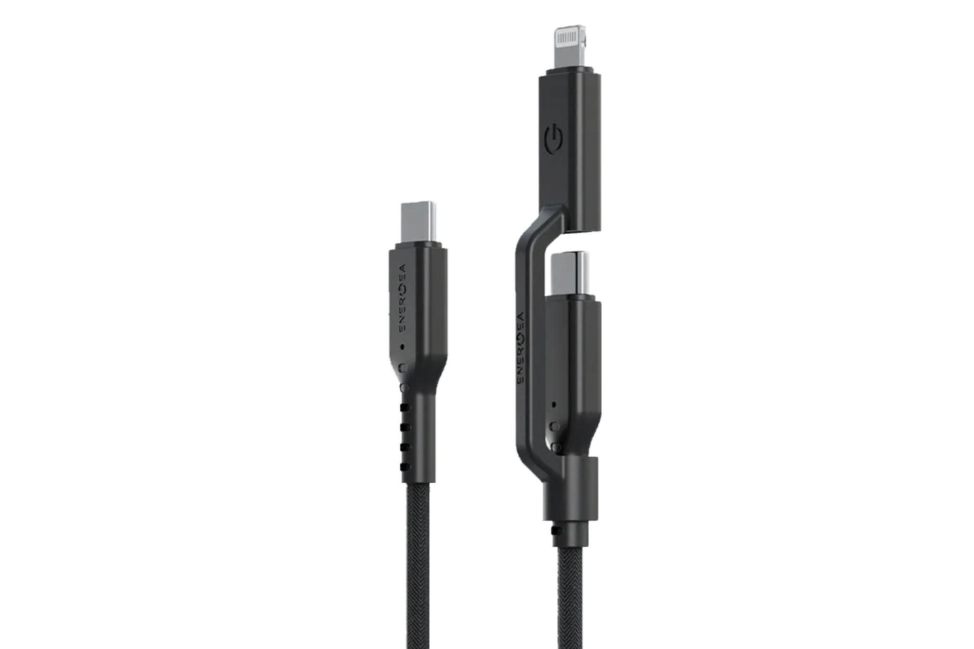 کابل شارژ USB انرجیا Type-C به Type-C+Lightning مدل Flow Duo با طول 1.5 متر