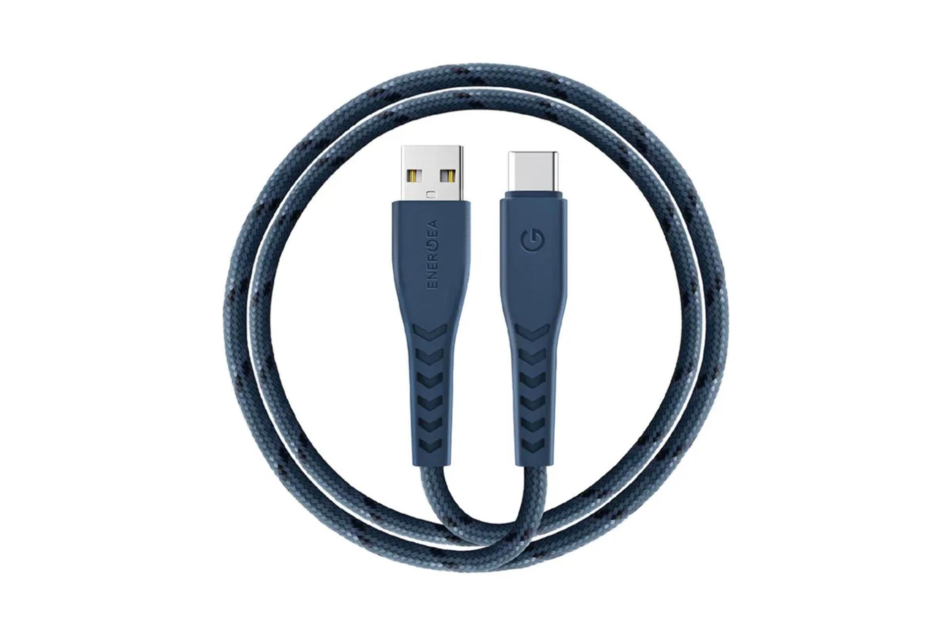 کابل شارژ USB انرجیا Type-A به Type-C مدل NyloFlex با طول 3 متر رنگ آبی