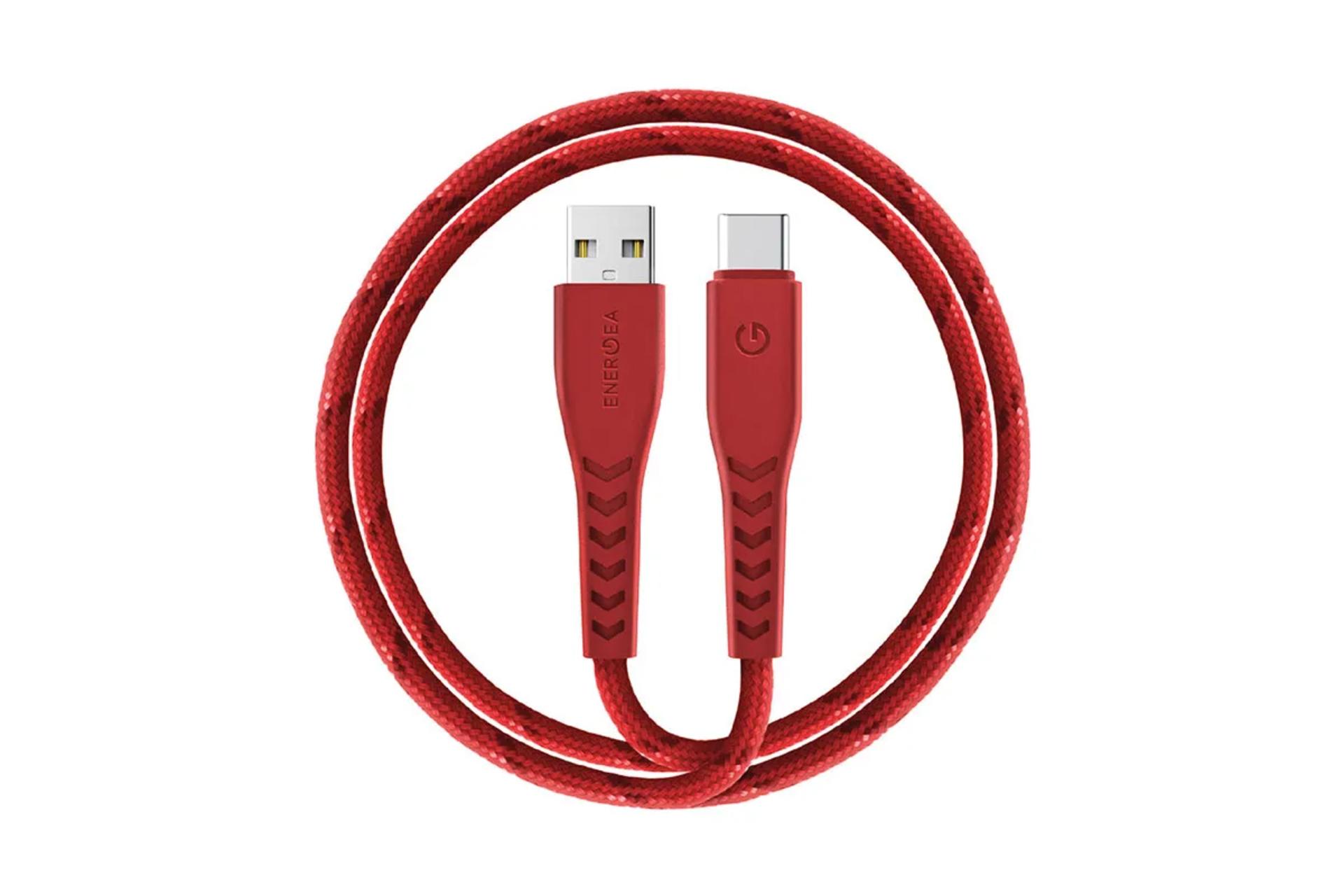 کابل شارژ USB انرجیا Type-A به Type-C مدل NyloFlex با طول 3 متر رنگ قرمز