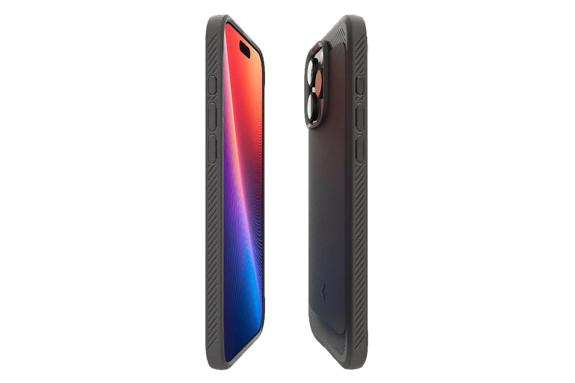 نمای کنار قاب گوشی اسپیگن مدل Rugged Armor MagFit مناسب اپل iPhone 16 Pro