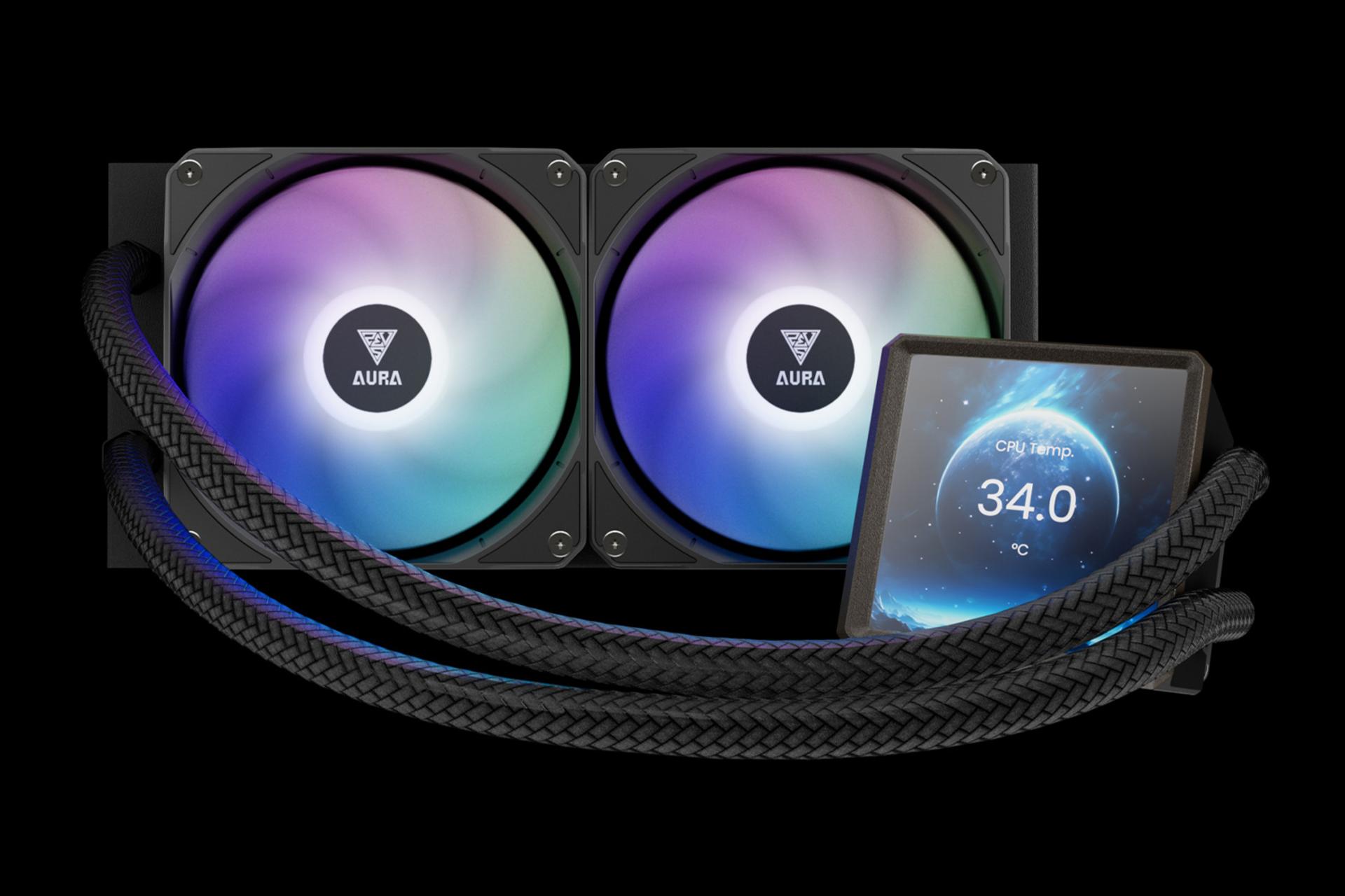 خنک کننده مایع گیم دیاس AURA GL240 LCD نمای روبرو