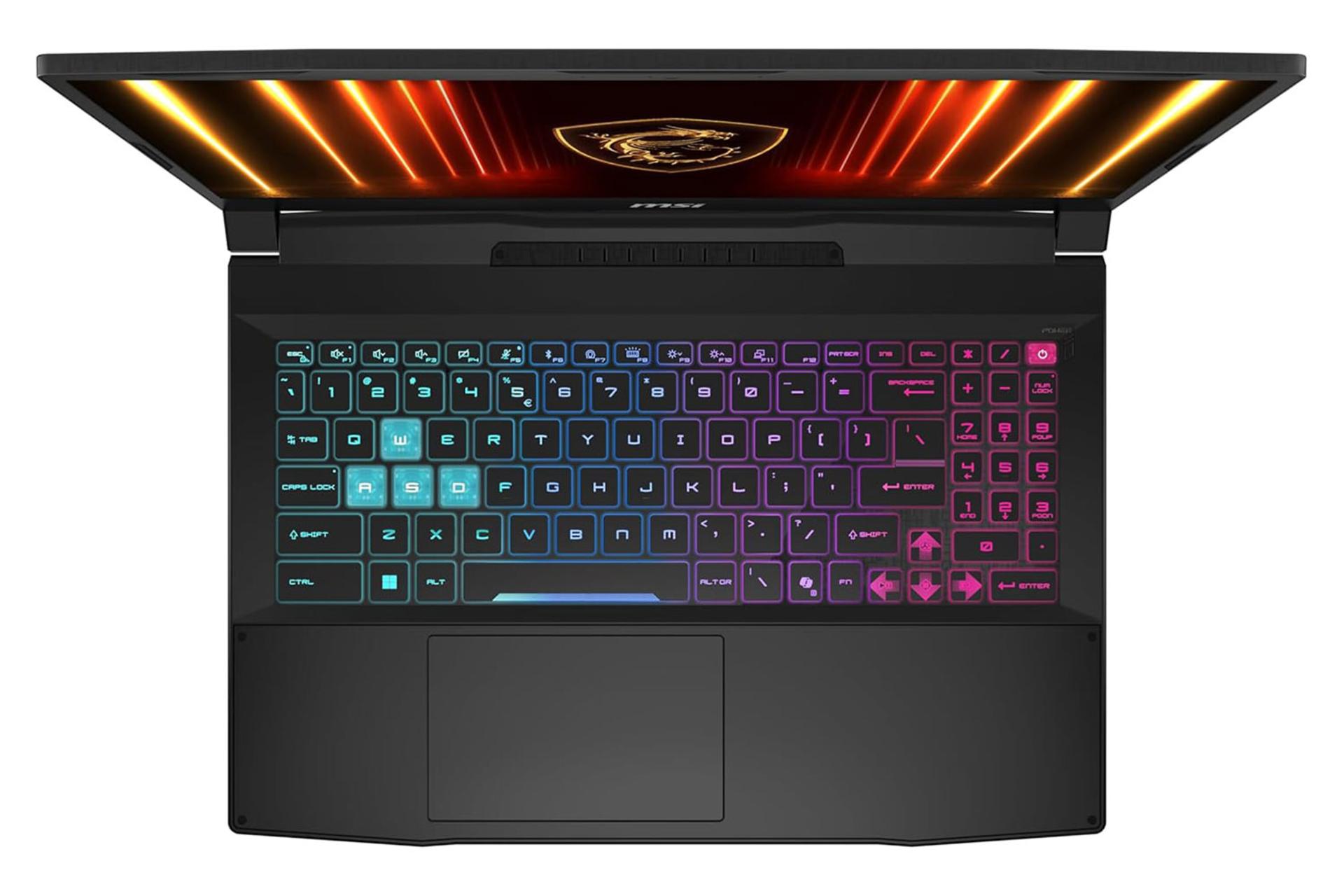 لپ تاپ ام اس آی MSI Katana 15 HX B14W نمای بالا و کیبورد