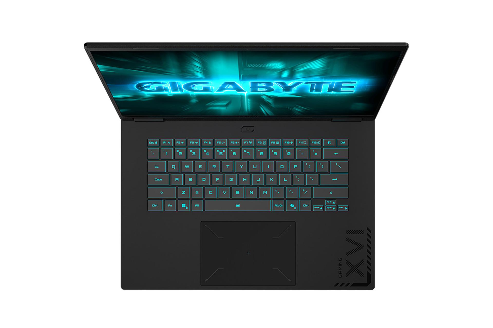 لپ تاپ گیگابایت GIGABYTE GAMING A16 نمای بالا و کیبورد