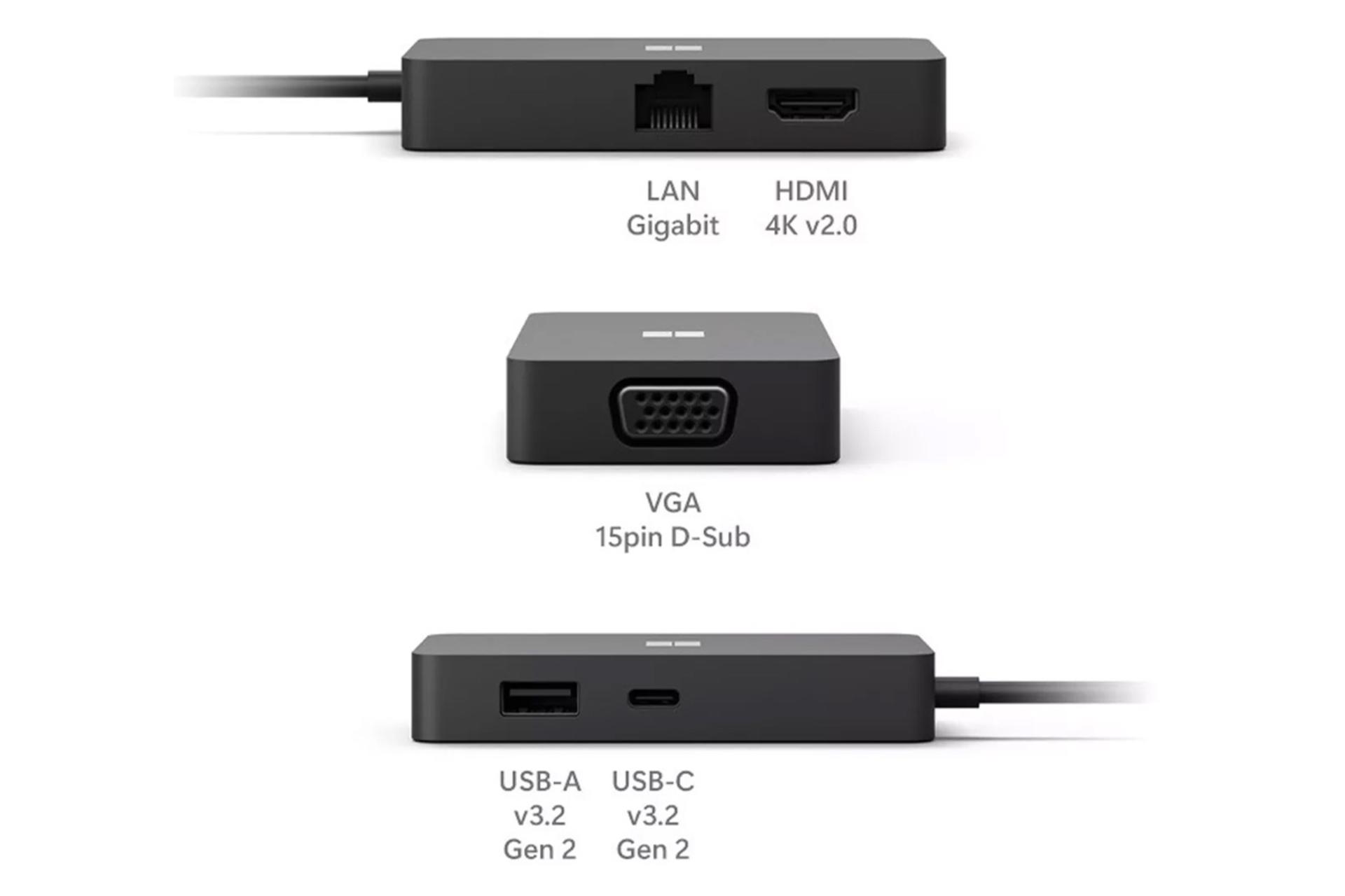 کانکتور و اتصال هاب USB هاب USB-C مایکروسافت 5 پورت مدل Surface Travel Hub