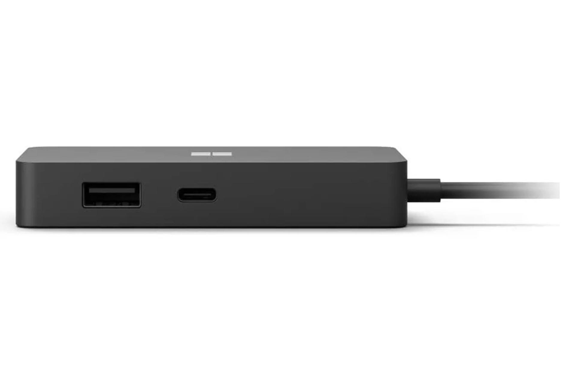 نمای کنار هاب USB هاب USB-C مایکروسافت 5 پورت مدل Surface Travel Hub