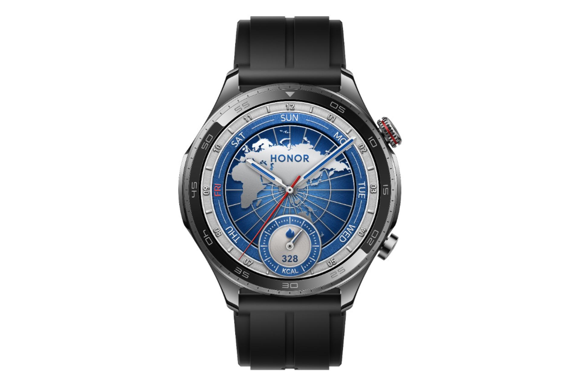 ساعت هوشمند آنر واچ 5 پرو مدل eSIM مشکی از نمای روبرو / HONOR Watch 5 Pro