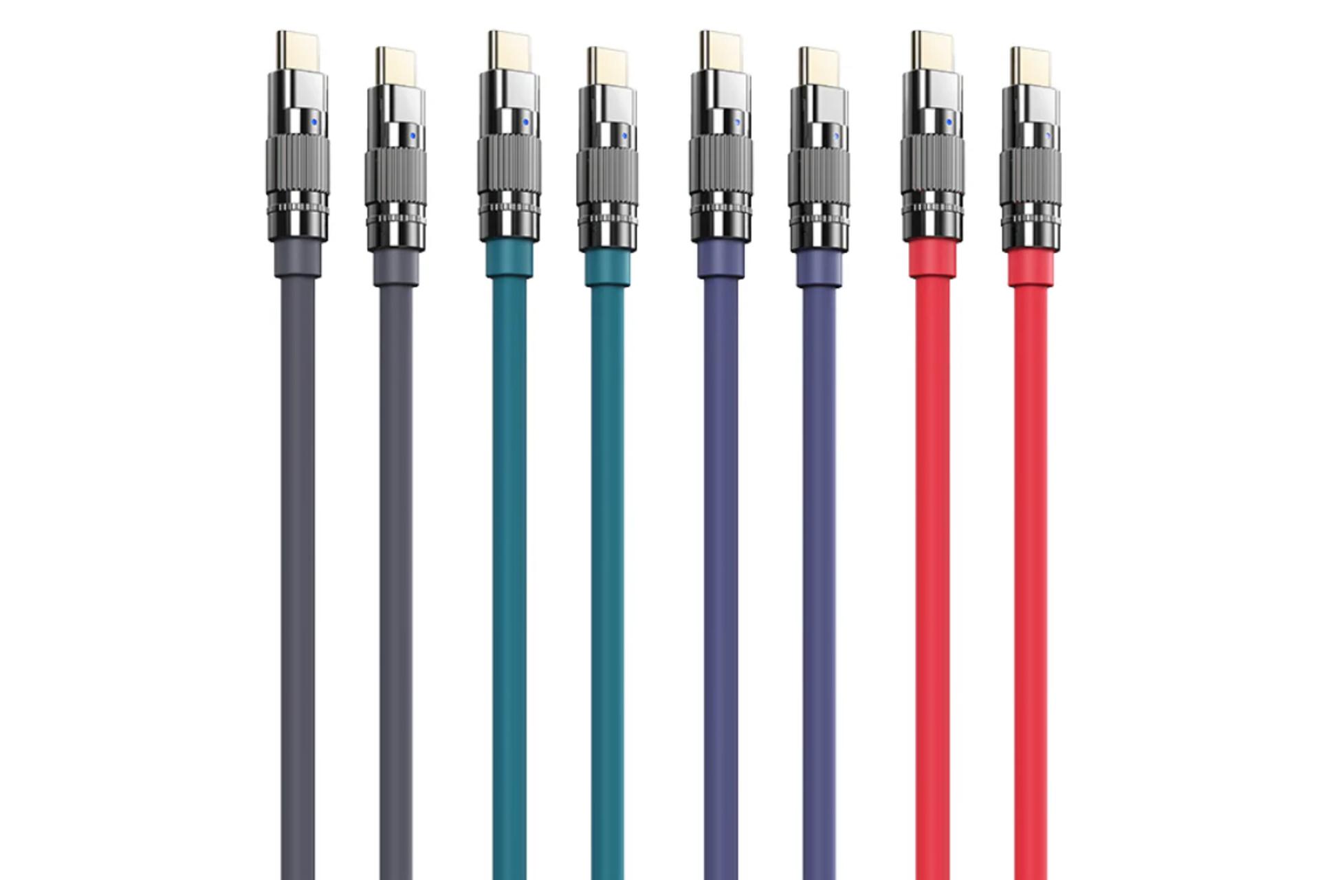 رنگ بندی کابل شارژ USB ریمکس Type-C به Type-C مدل RC-C055 با طول 1 متر