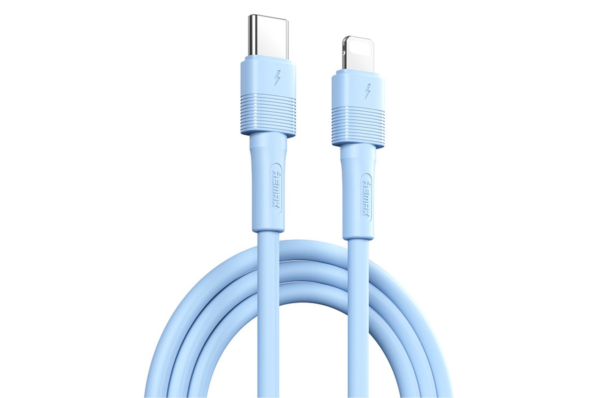 کابل شارژ USB ریمکس Type-C به Lightning مدل RC-C056 با طول 1 متر رنگ آبی