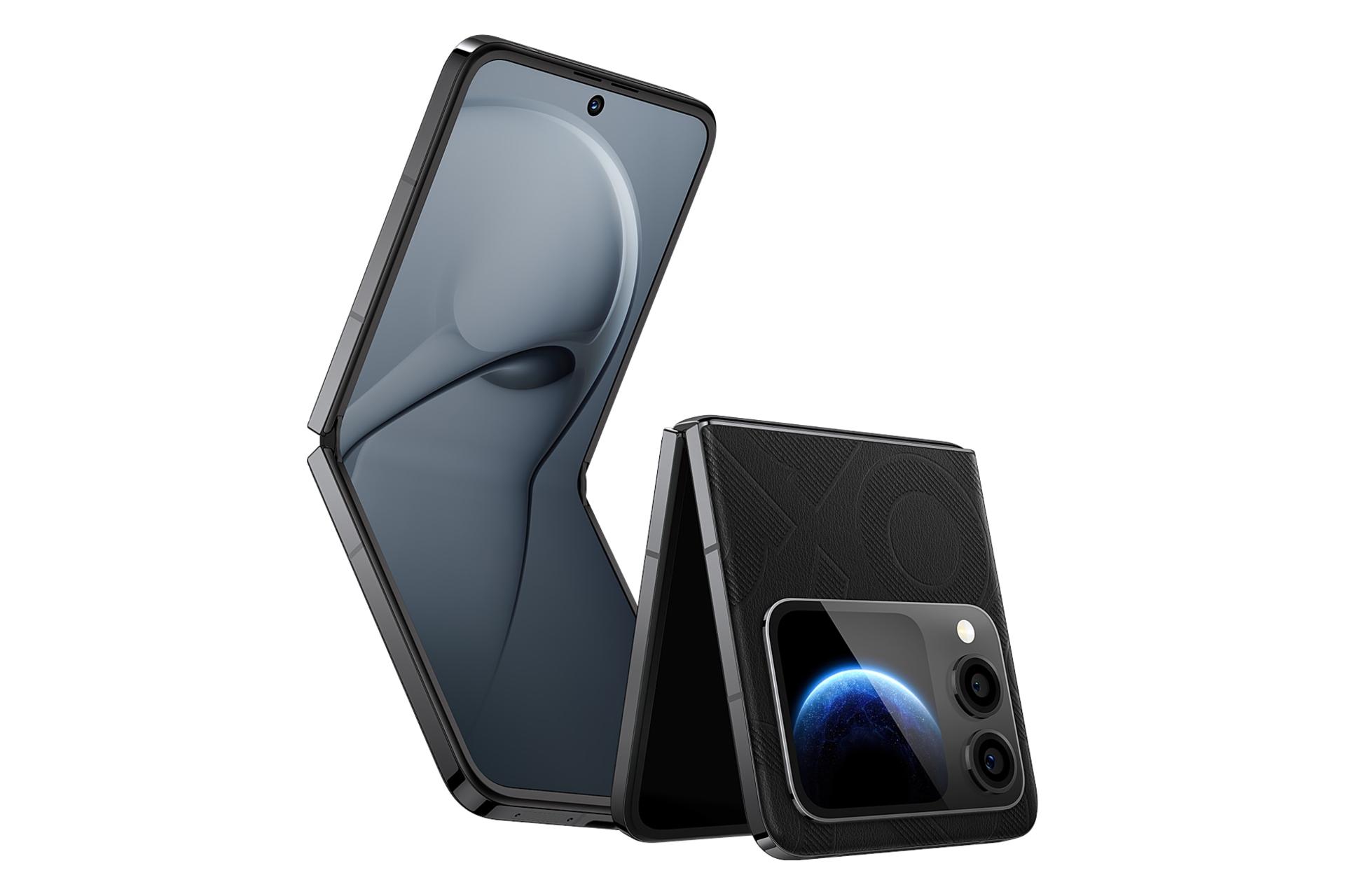 پنل جلو و پشت گوشی موبایل نوا فلیپ اس هواوی مشکی طرح دار / Huawei nova Flip S