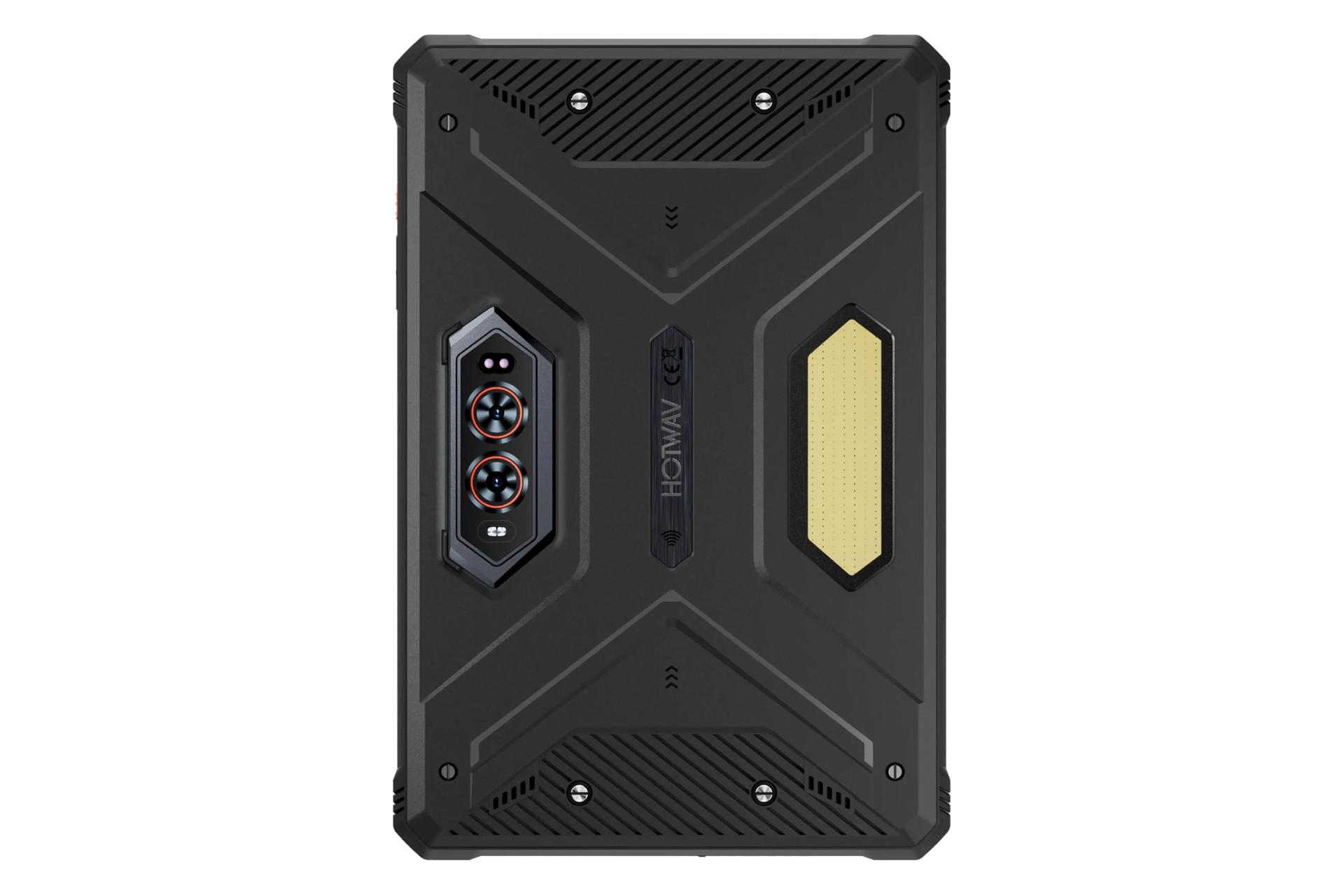 نمای پنل پشت تبلت R9 اولترا هات ویو / HOTWAV R9 Ultra با نمایش لوگو و دوربین‌ها رنگ مشکی