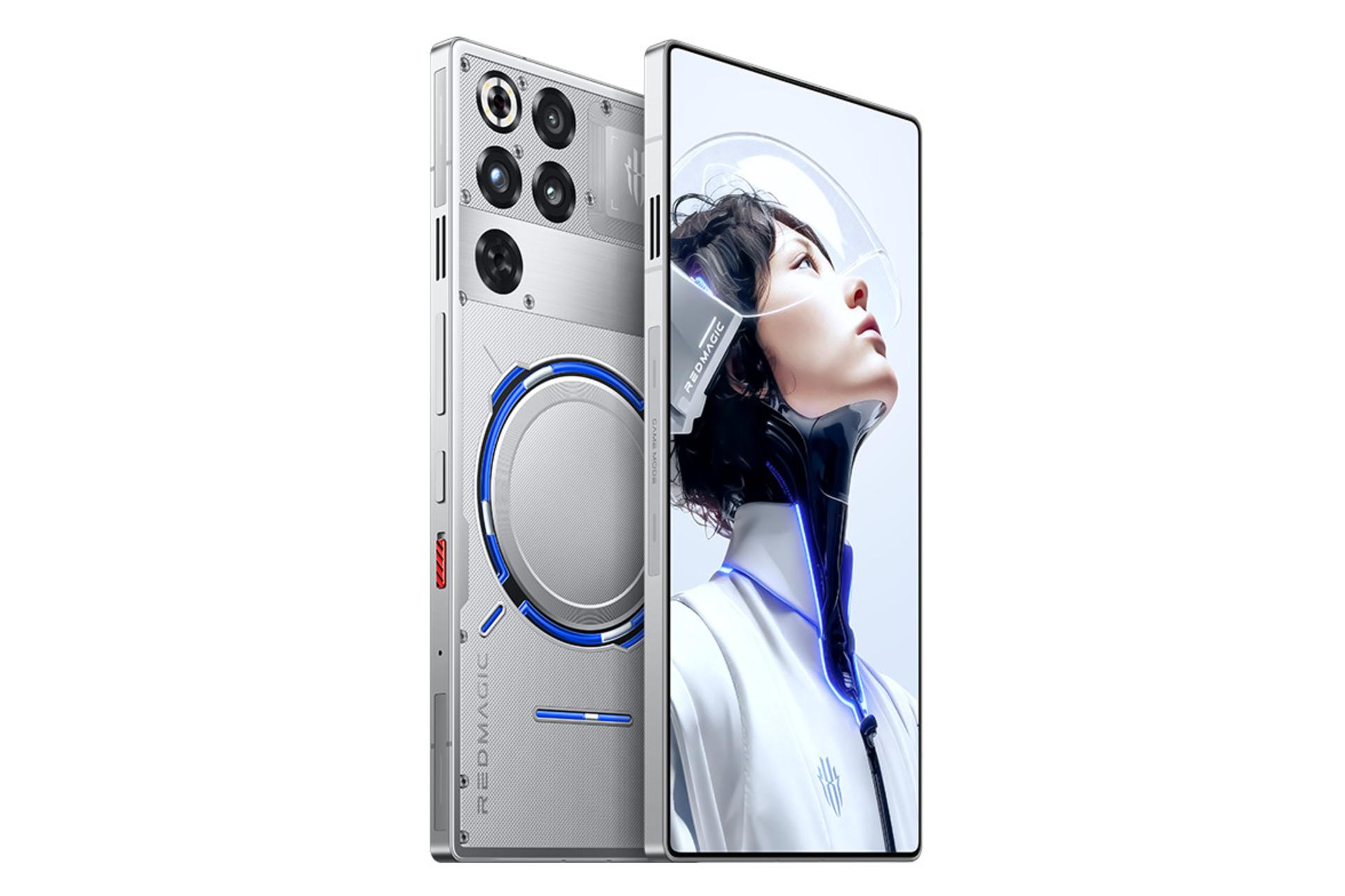 نمای جانبی گوشی موبایل نوبیا رد مجیک 11 پرو پلاس زد تی ای نقره ای شفاف / ZTE nubia RedMagic 11 Pro Plus