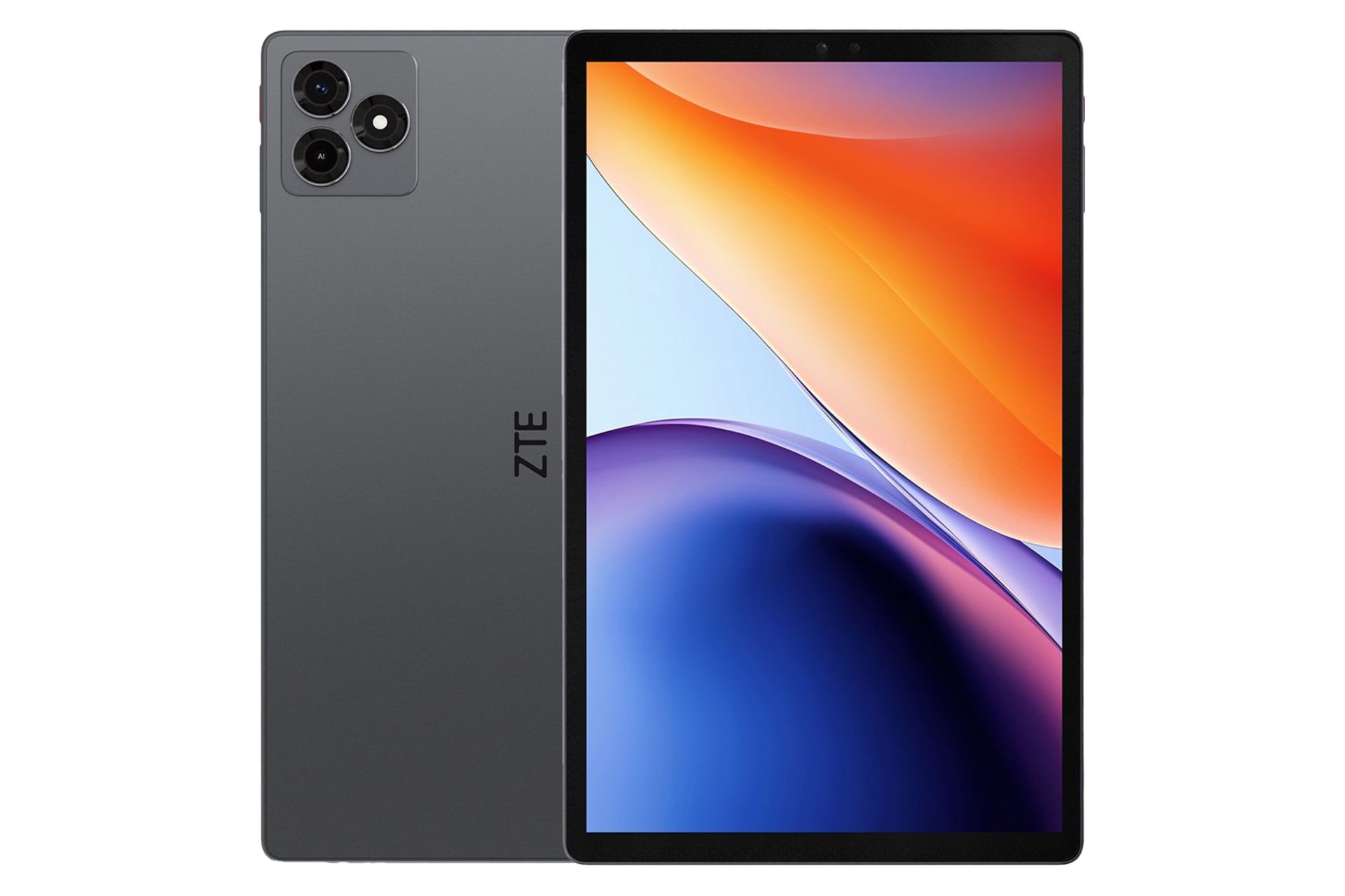 نمای کلی تبلت Blade X1001 زد تی ای / ZTE Blade X1001 با نمایشگر روشن و نمایش لوگو و دوربین پنل پشت