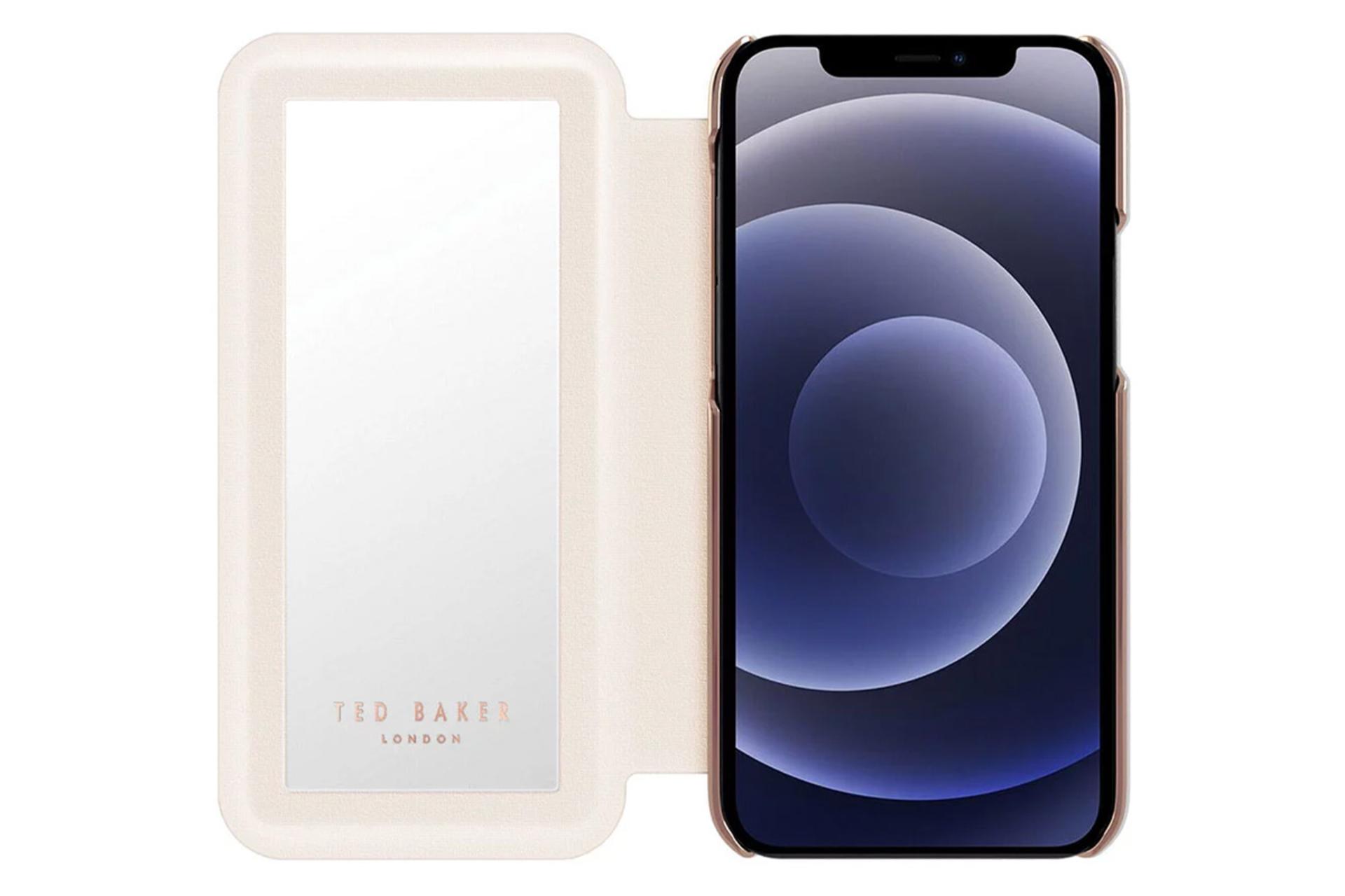 نمای داخل کیف کلاسوری تد بیکر مدل Elderflower Case With Mirror مناسب اپل iPhone 14 Pro Max