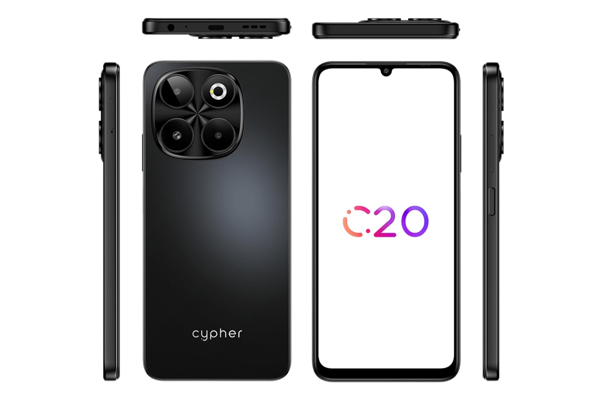 فریم گوشی موبایل سایفر Cypher C20 مشکی از تمام زوایا