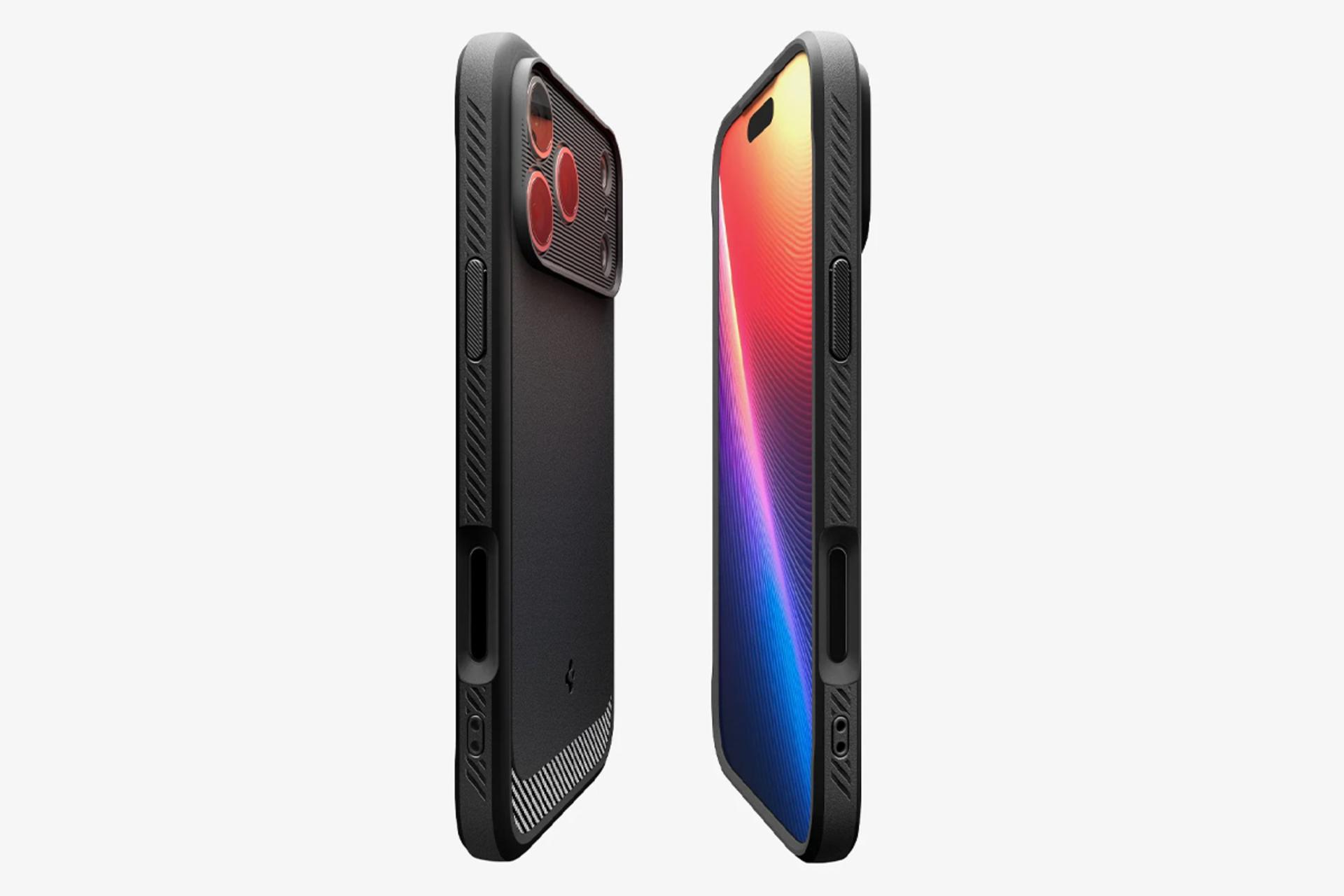 نمای کنار قاب گوشی اسپیگن مدل Rugged Armor MagFit مناسب اپل iPhone 17 Pro Max