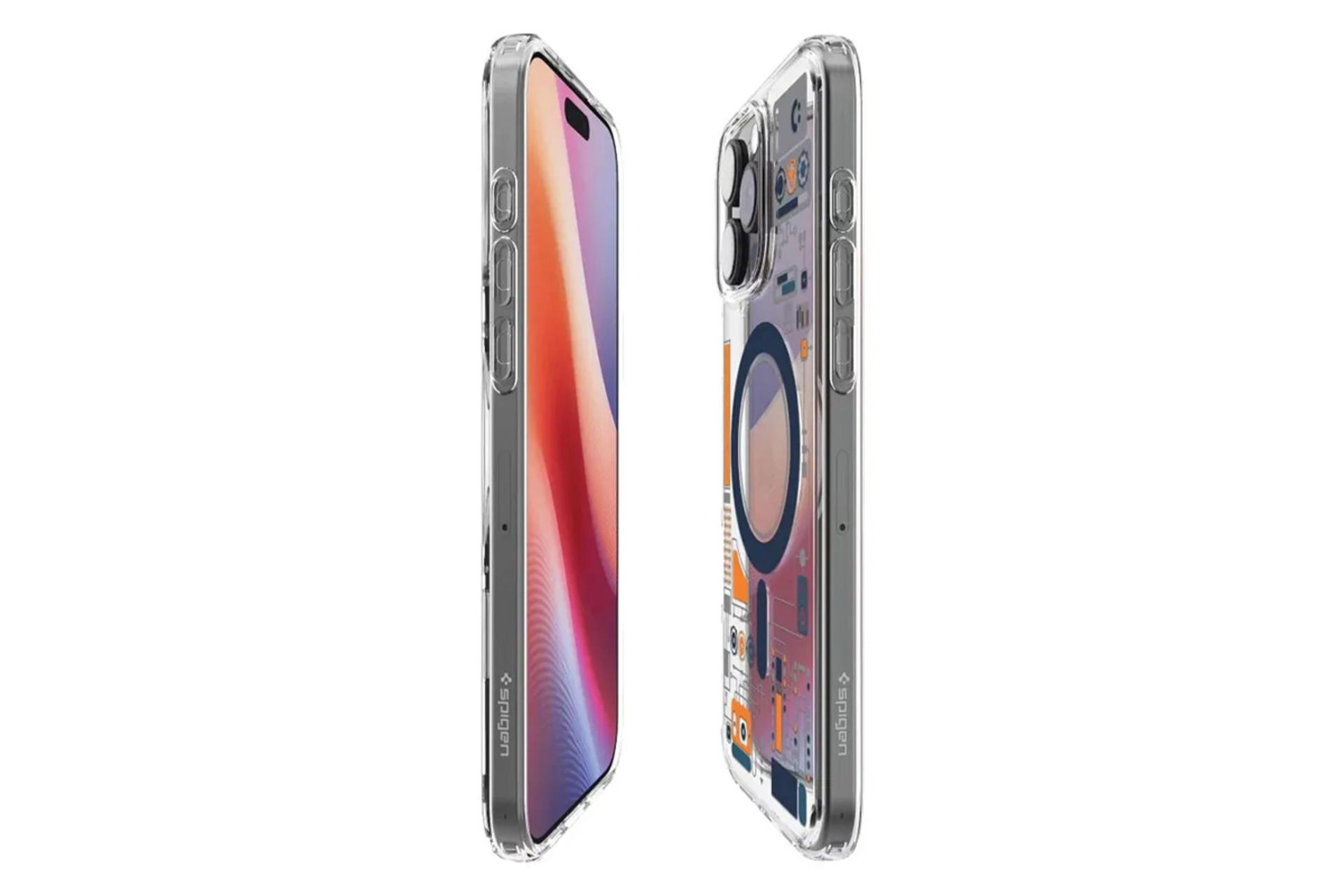 نمای کنار قاب گوشی اسپیگن مدل Ultra Hybrid MagFit Analogue مناسب اپل iPhone 16 Pro Max