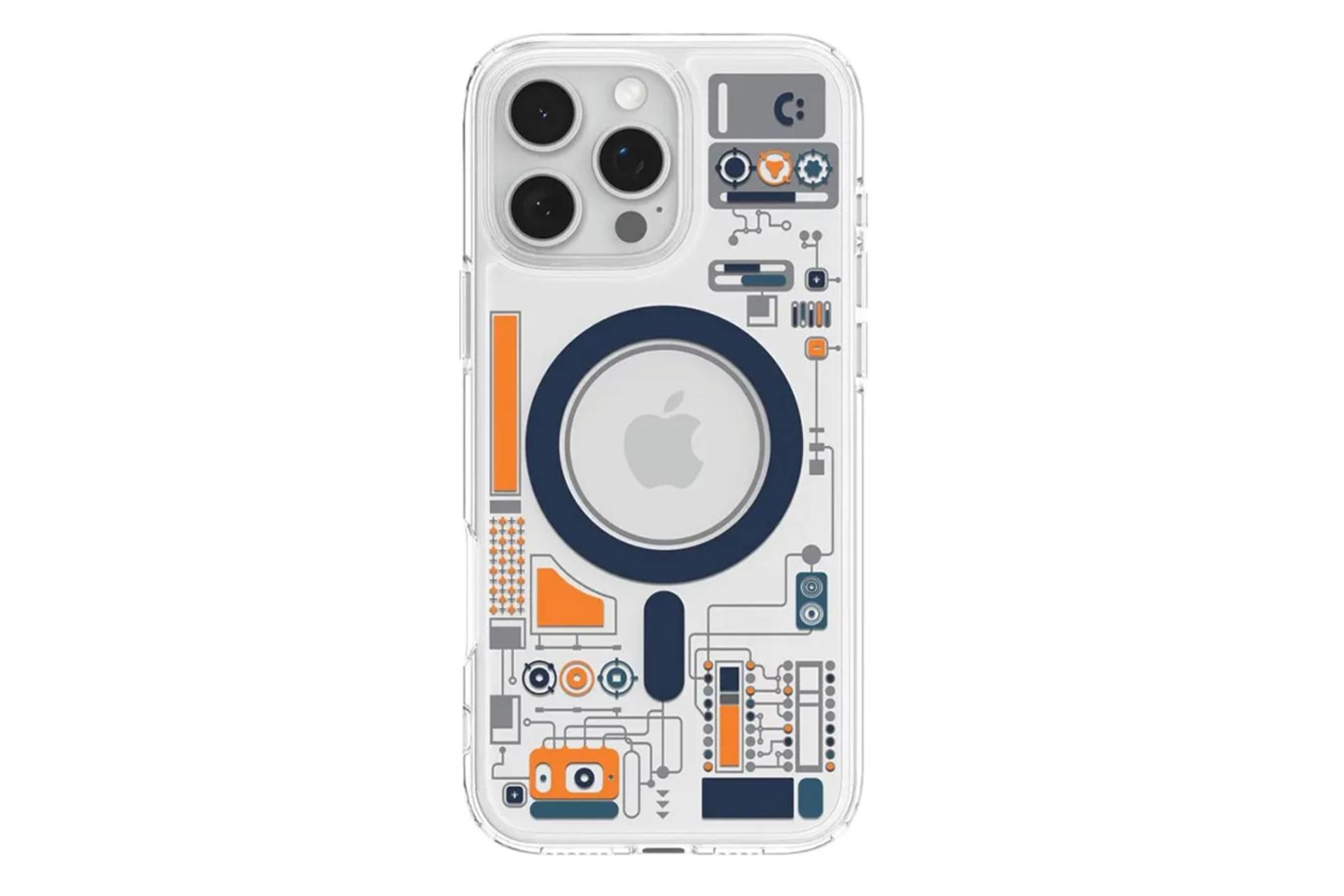 نمای پشت قاب گوشی اسپیگن مدل Ultra Hybrid MagFit Analogue مناسب اپل iPhone 16 Pro Max