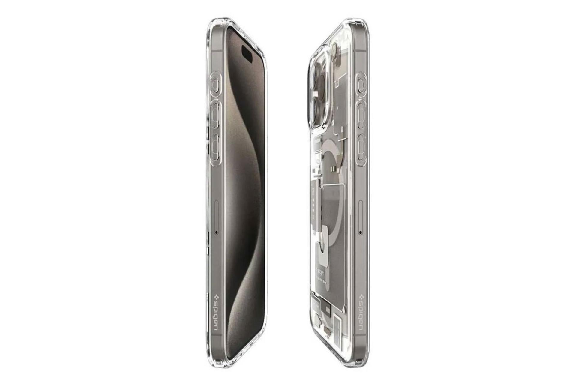 نمای کنار قاب گوشی اسپیگن مدل Ultra Hybrid Zero One MagFit مناسب اپل iPhone 15 Pro Max