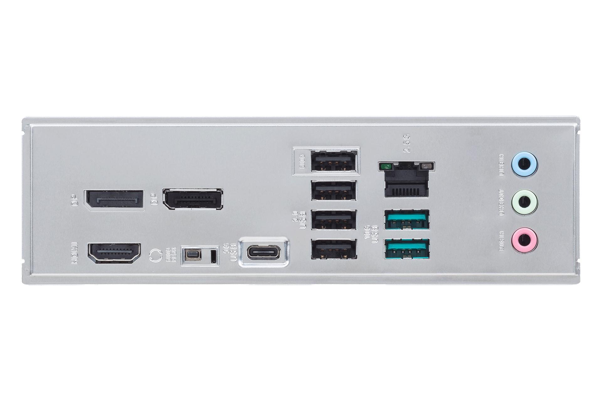 نمای پنل پشت مادربرد ایسوس PRIME B840M-A-CSM با نمایش درگاه‌های ورودی خروجی