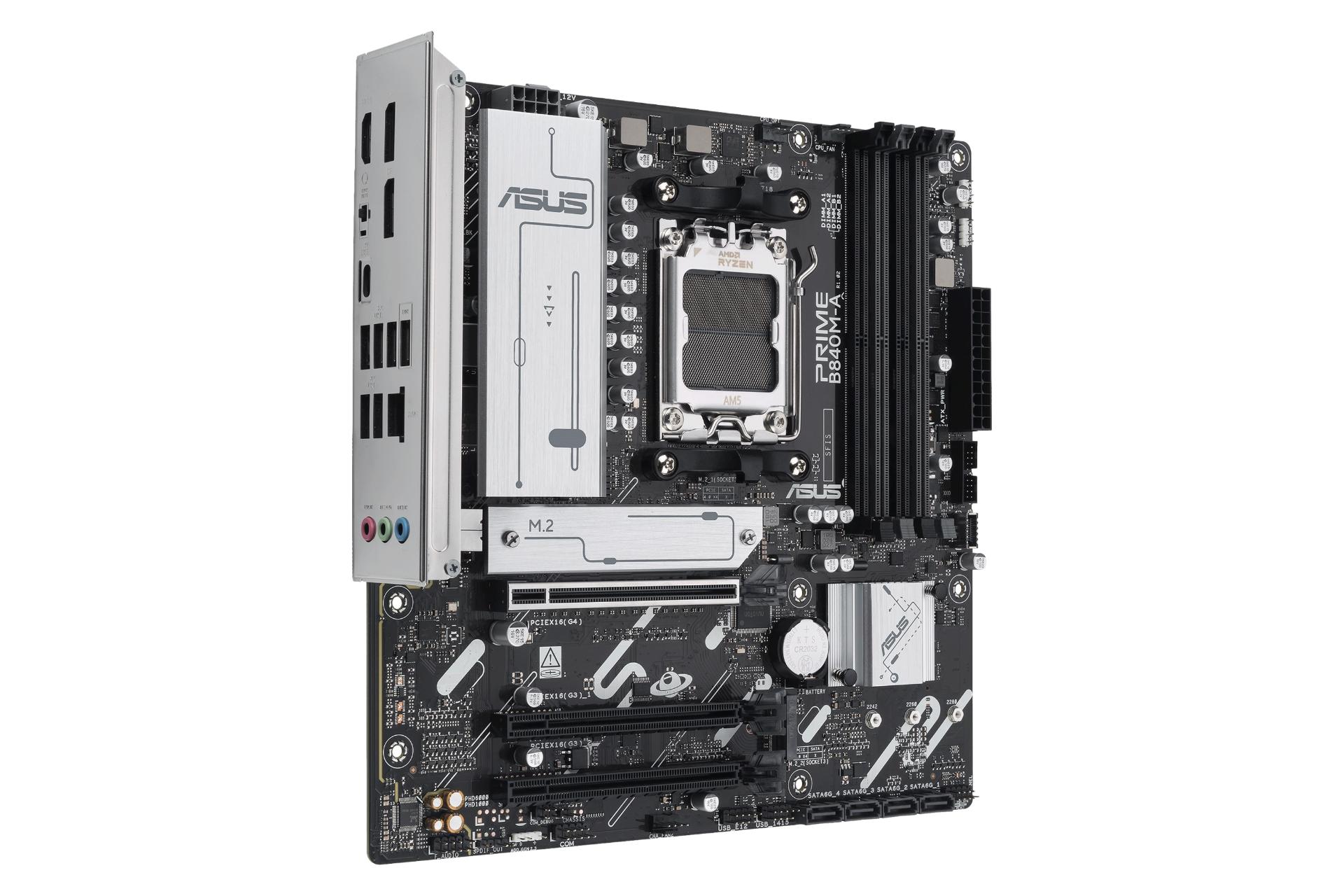 نمای نیمرخ مادربرد ایسوس PRIME B840M-A-CSM با نمایش لبه سمت چپ