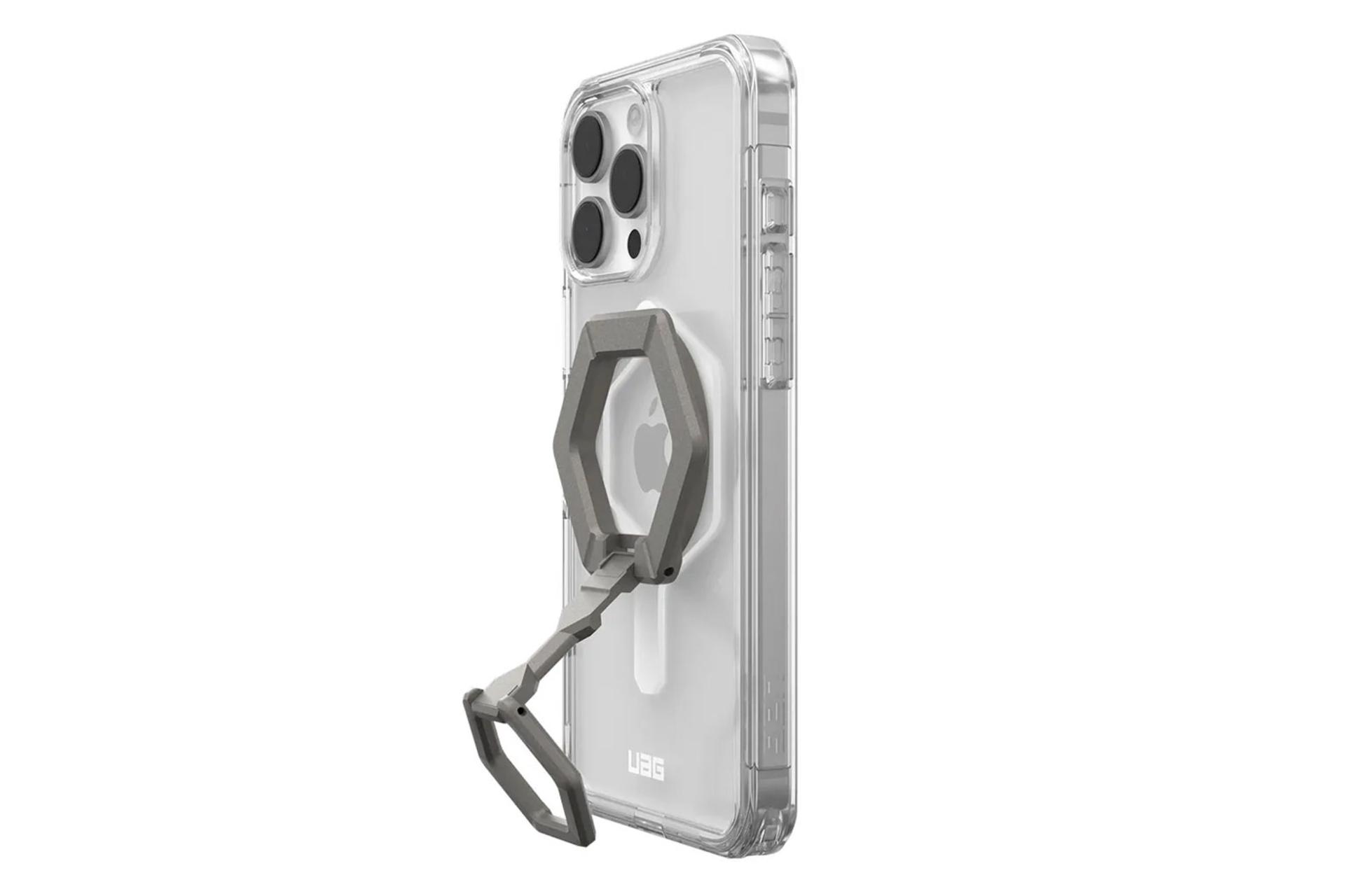 قاب گوشی یو ای جی مدل Plyo MagSafe Ice White Titanium Ring Stand مناسب اپل iPhone 16 Pro Max
