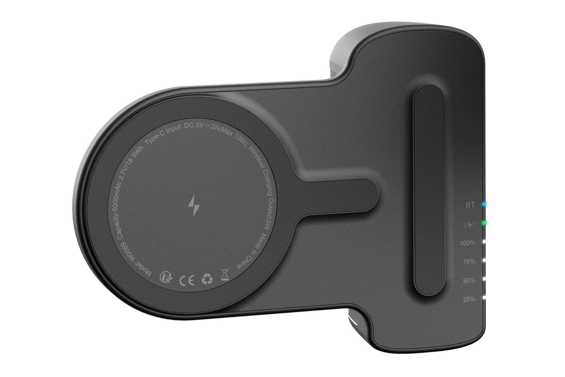 نمای پشت پاور بانک وگر SnapCam با ظرفیت 5000 میلی‌آمپر ساعت و امکان شارژ بی‌سیم