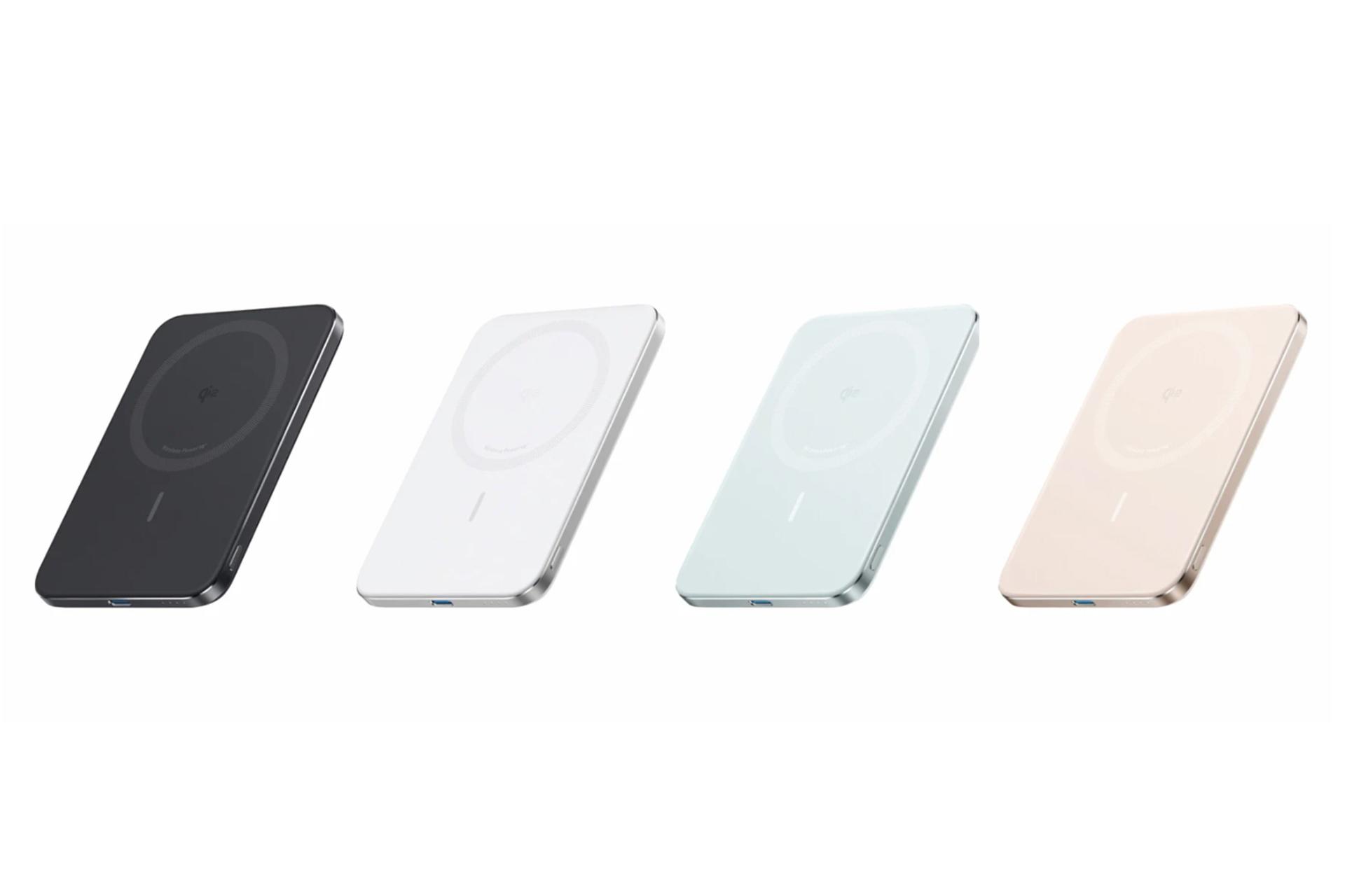 رنگ بندی پاور بانک انکر Nano 5K MagGo A1665 با ظرفیت 5000 میلی‌آمپر ساعت و امکان شارژ بی‌سیم