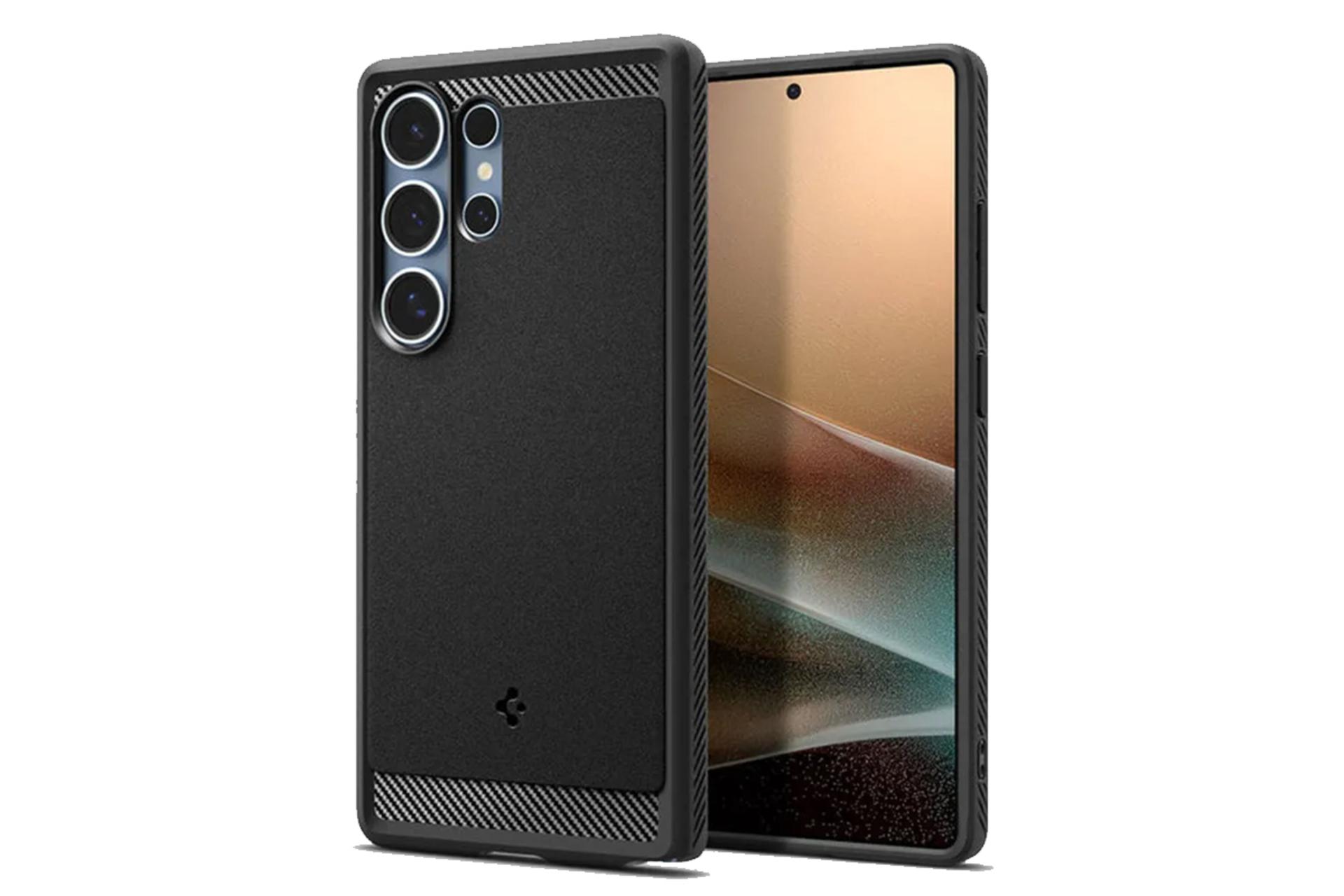 رنگ مشکی قاب گوشی اسپیگن مدل Rugged Armor MagFit مناسب سامسونگ Galaxy S25 Ultra